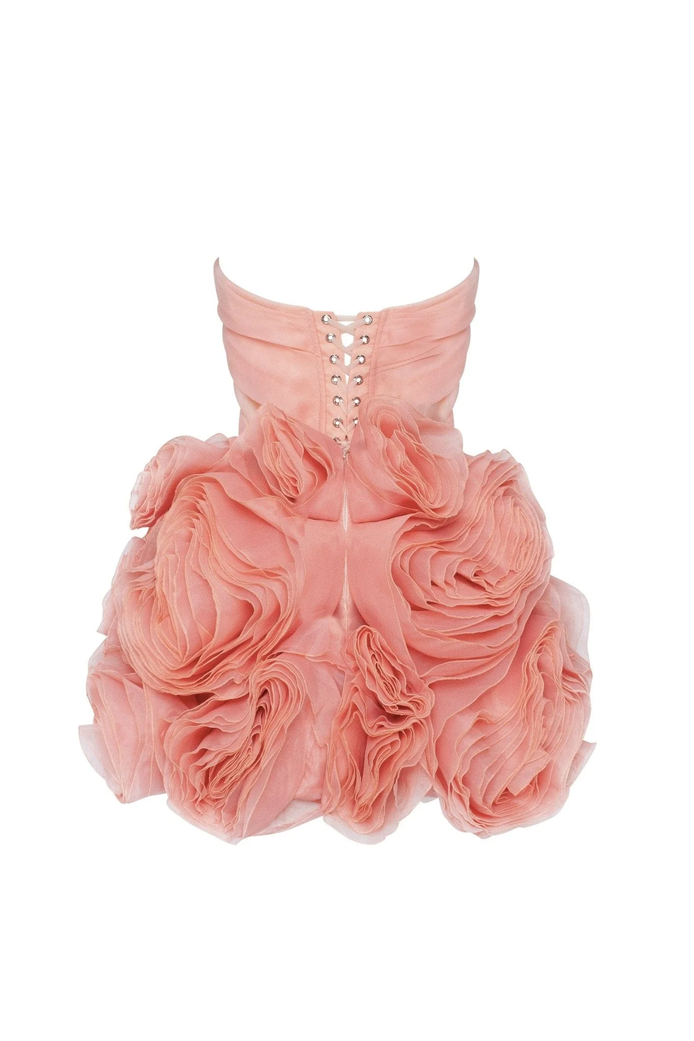 Appliquéd organza coral mini dress - Image 4