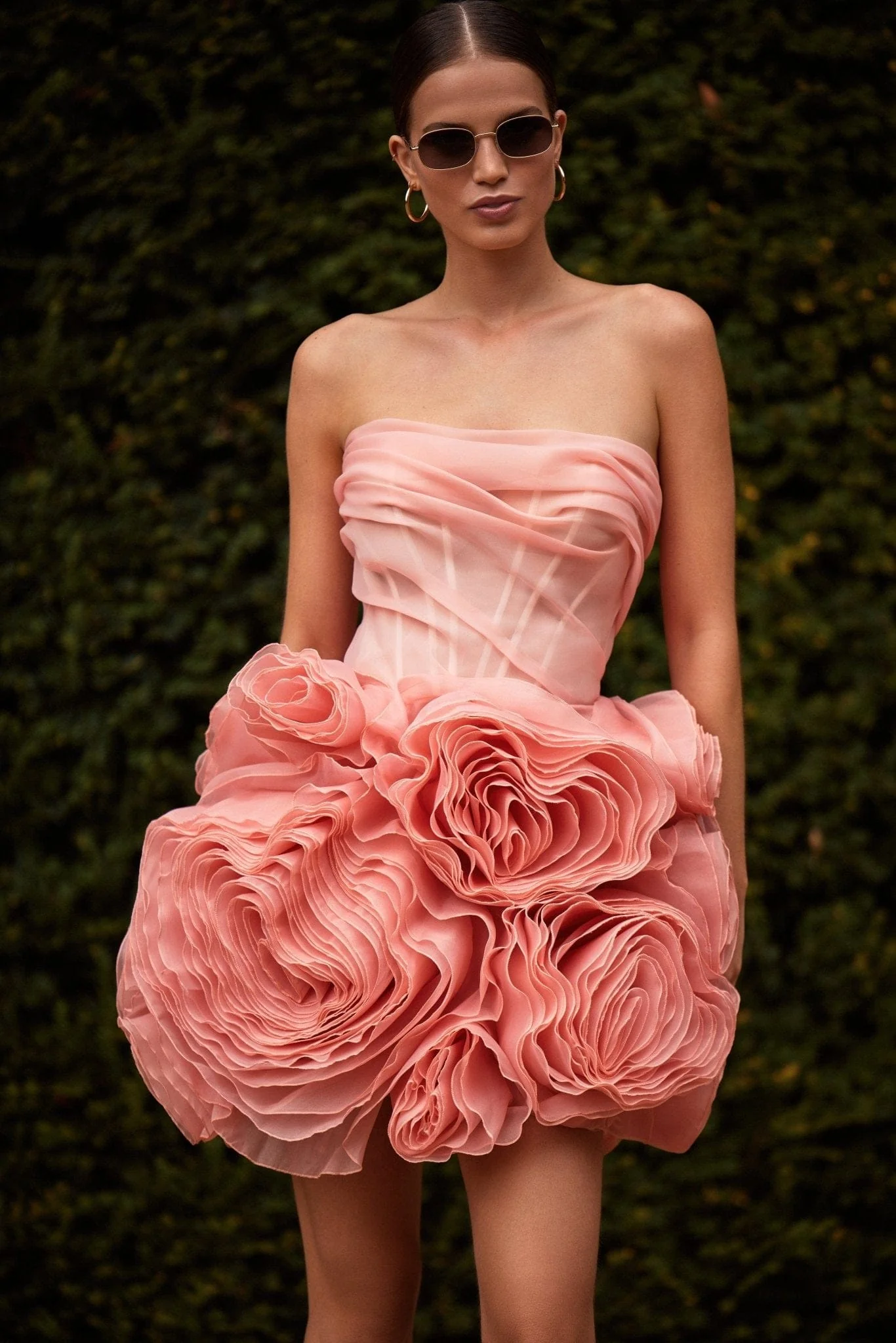 Appliquéd organza coral mini dress - Image 7