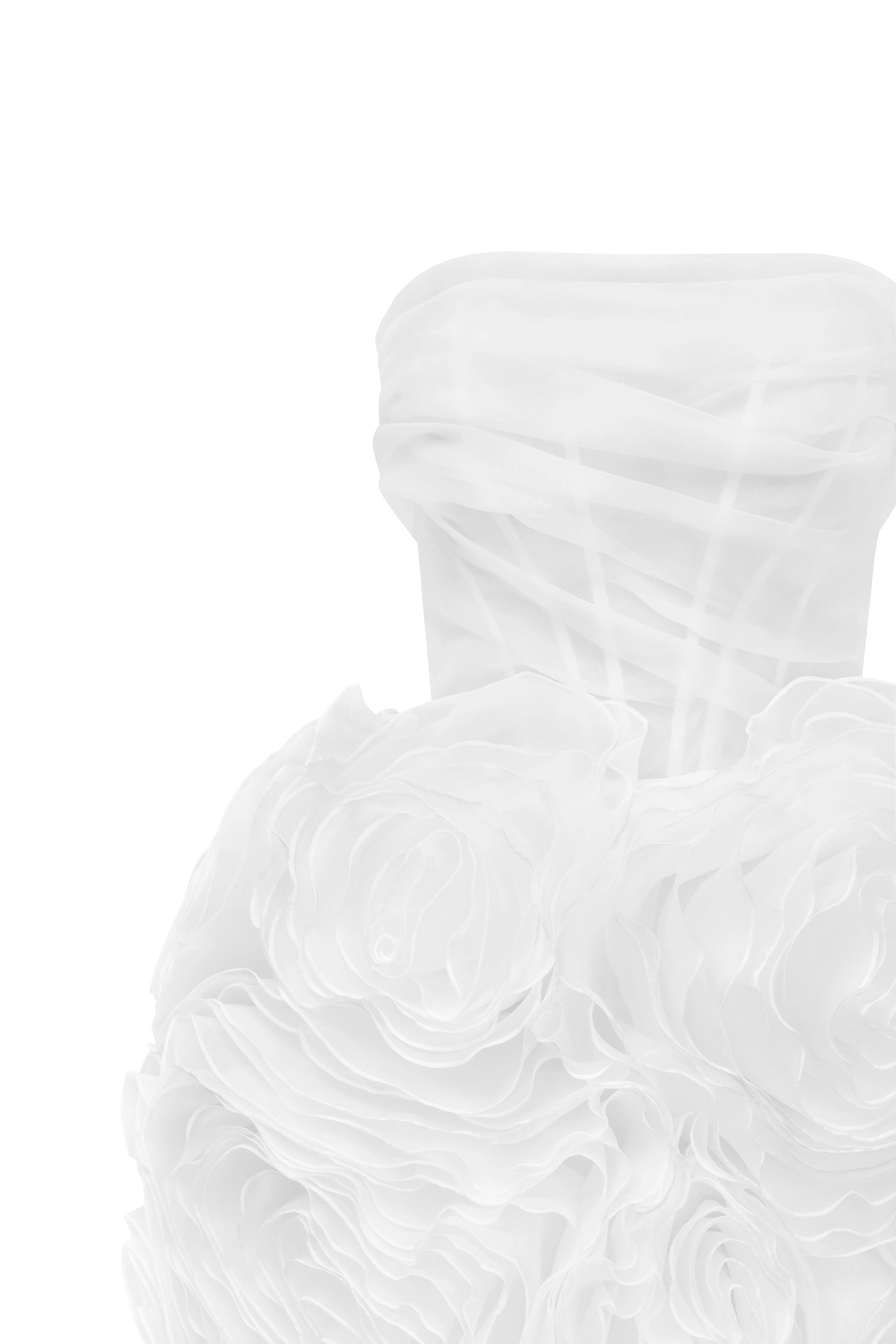 Appliquéd organza white mini dress - Image 6