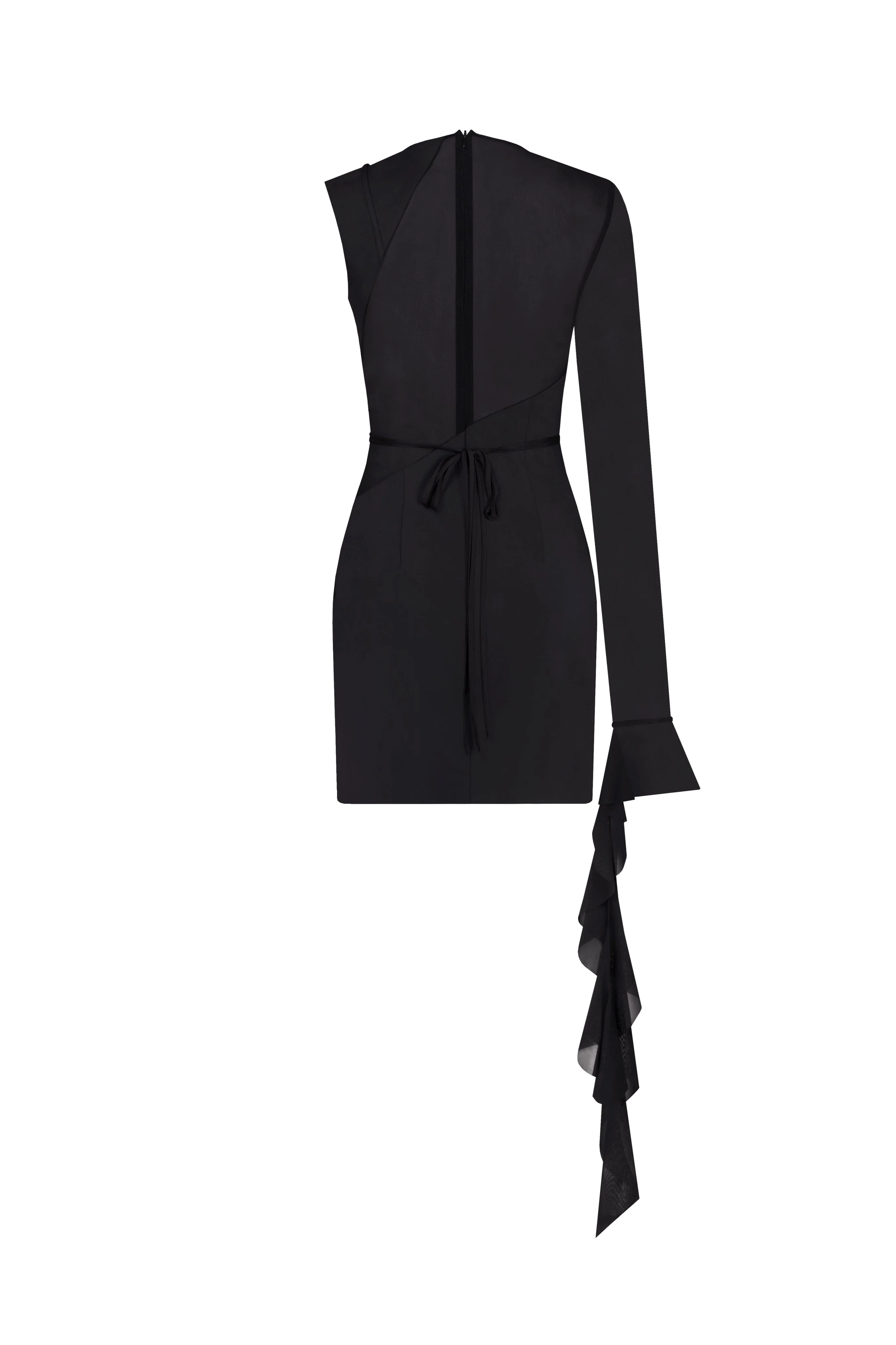 Astonishing one-shoulder mini dress with sheer inserts in black, Xo Xo - Image 4