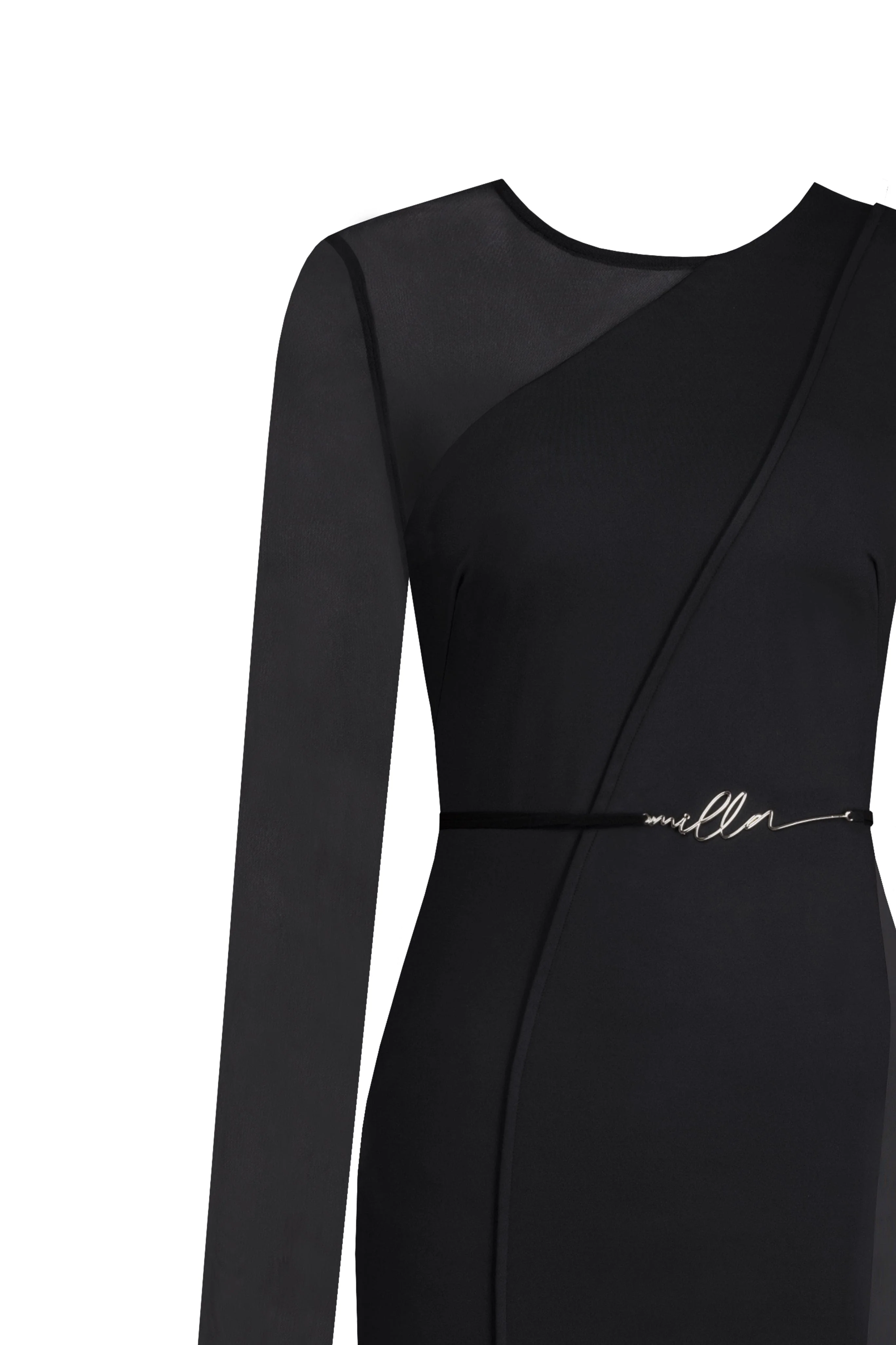 Astonishing one-shoulder mini dress with sheer inserts in black, Xo Xo - Image 6