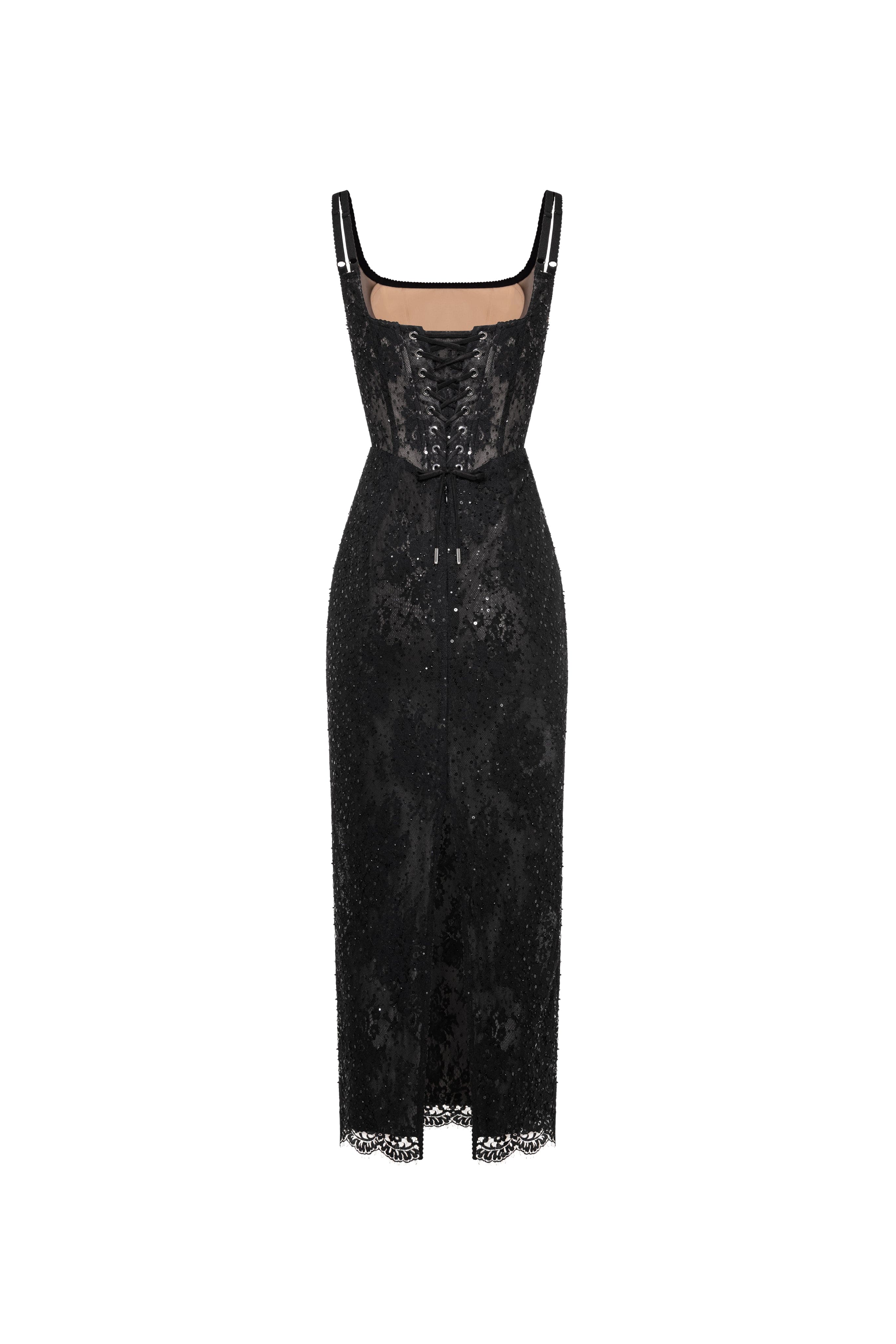 Black lace sequinned dress - Image 4