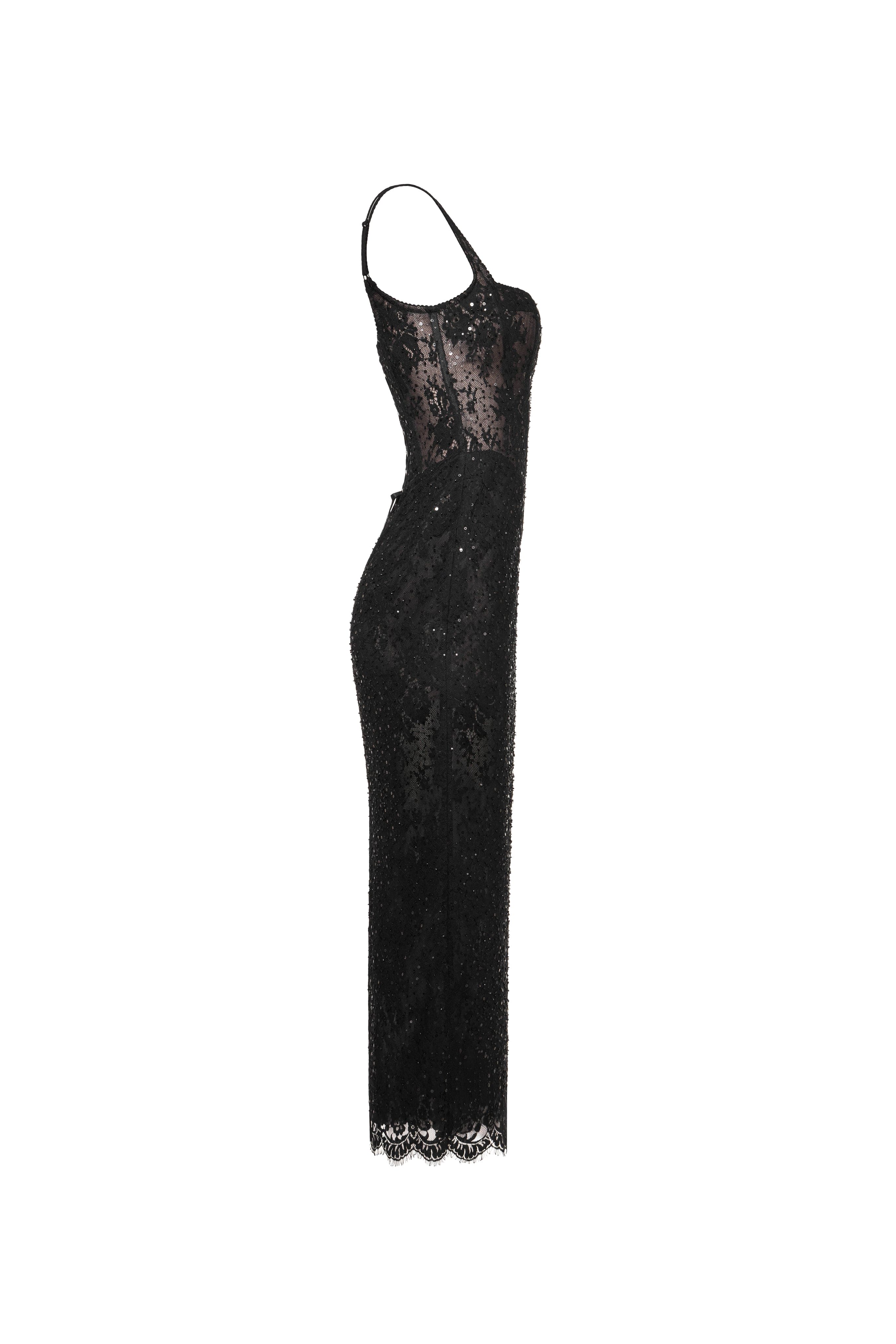 Black lace sequinned dress - Image 6