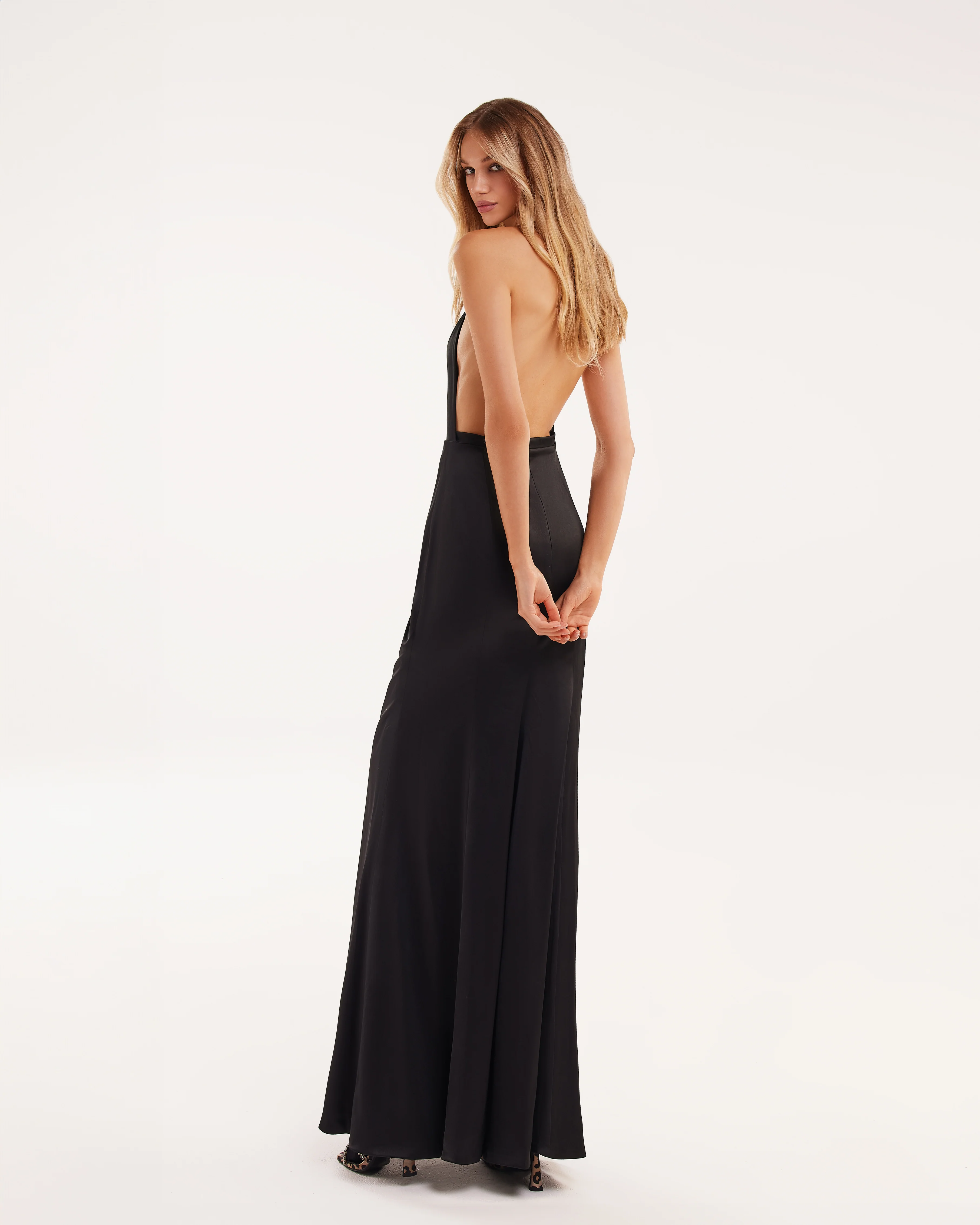 Black Mock neck sleeveless low slit dress - Image 3