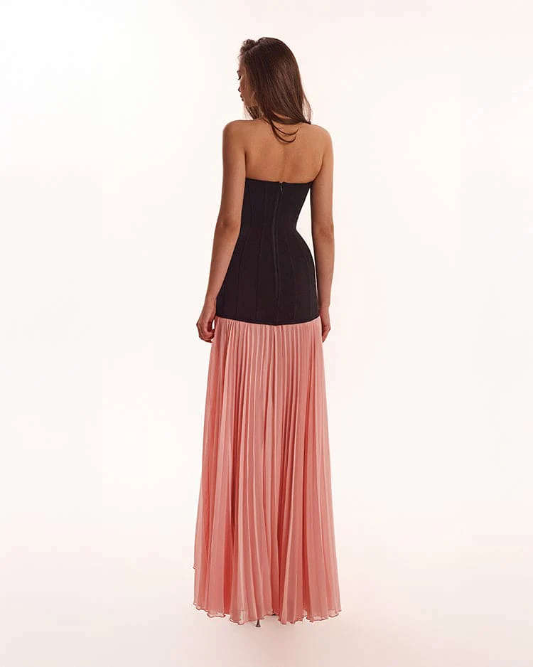 Black&Pink dress with a pleated skirt, Parisienne - Image 3