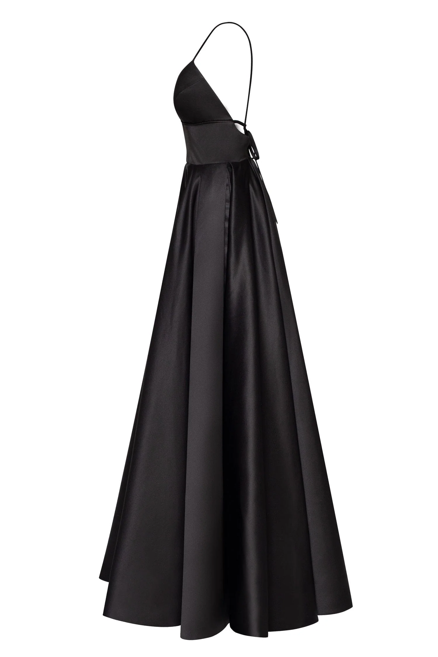 Black Spaghetti strap ball dress with open back - Image 4