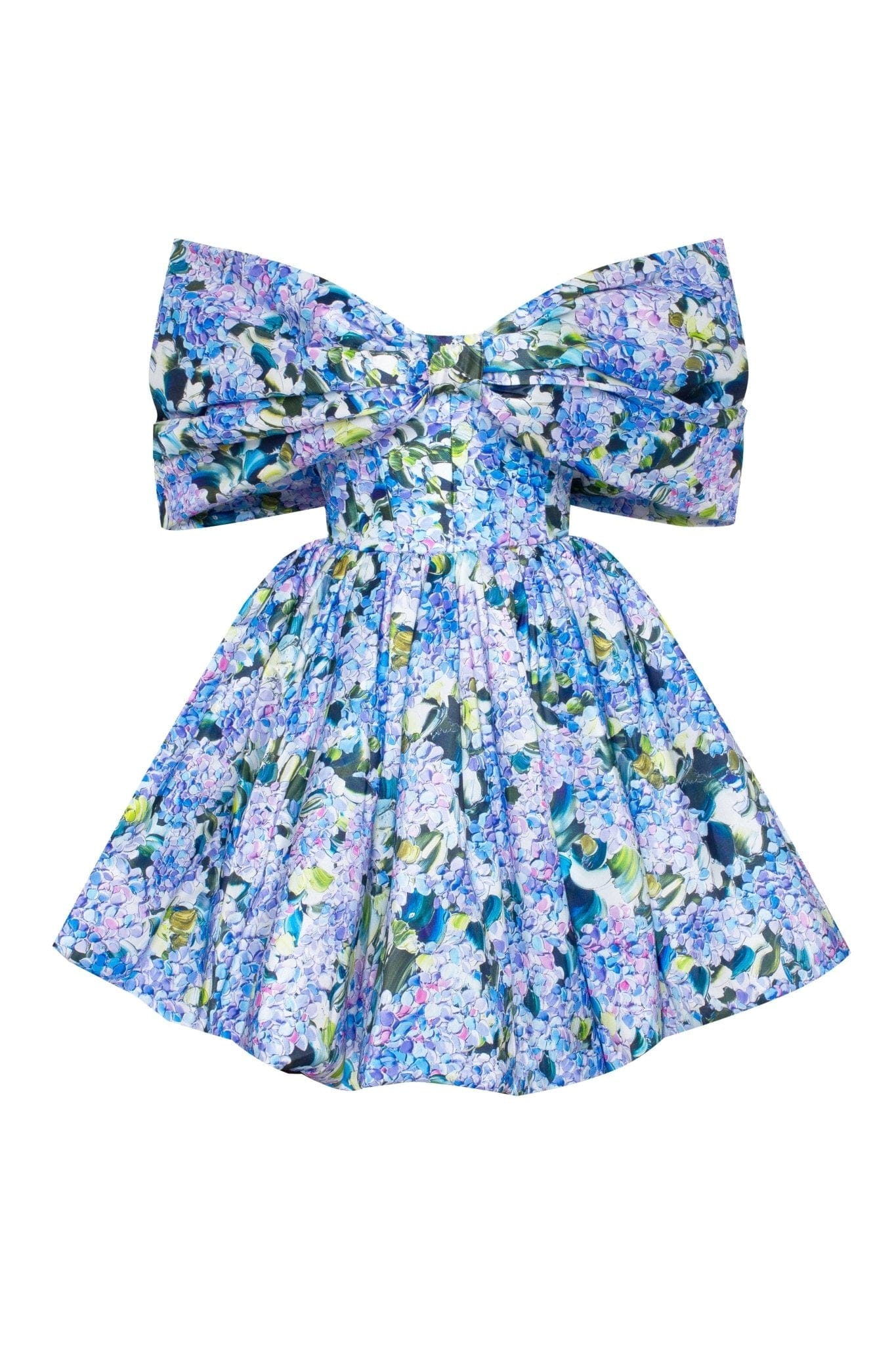 Blue Hydrangea bow-detailed mini dress - Image 2