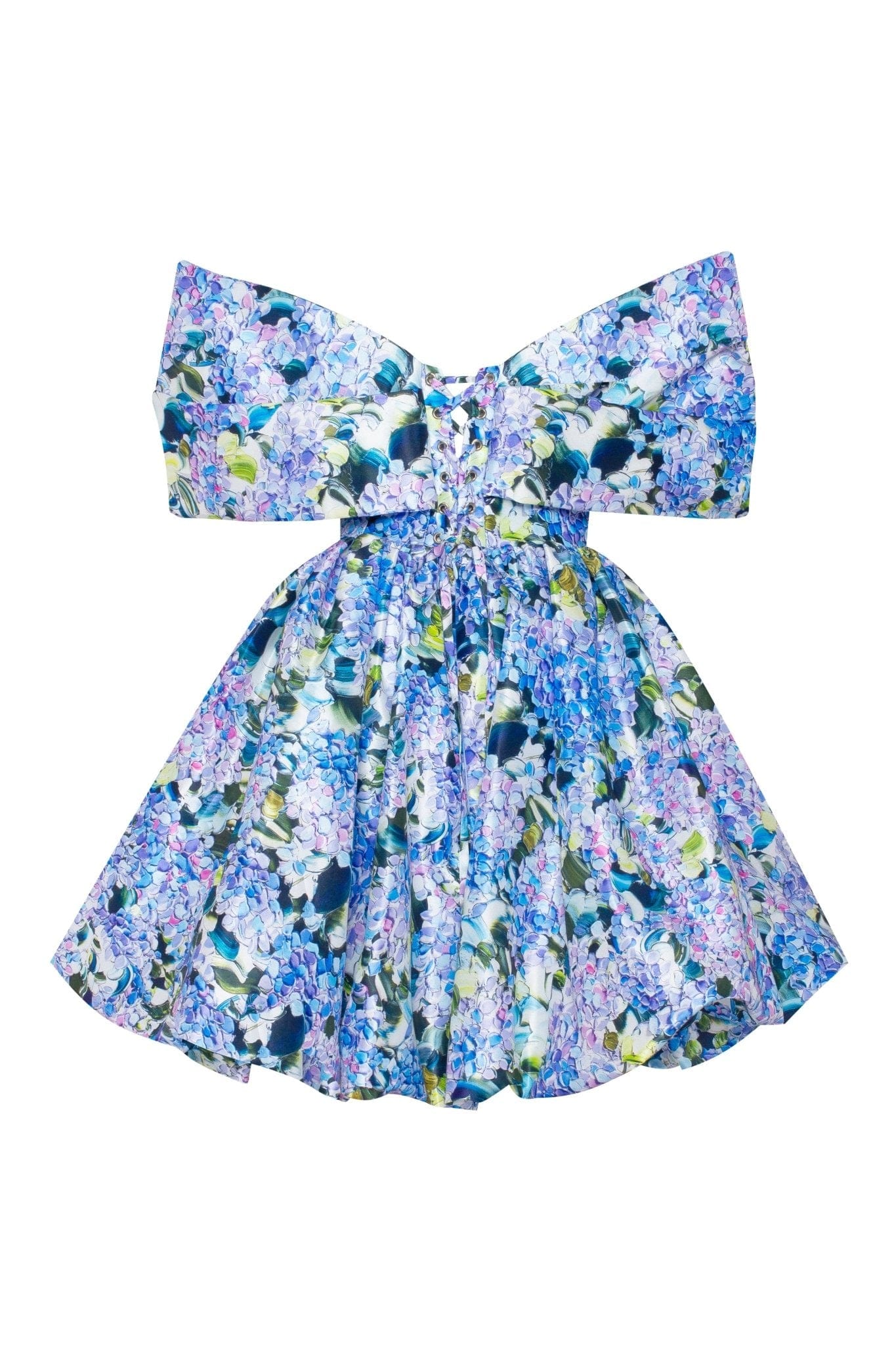 Blue Hydrangea bow-detailed mini dress - Image 4