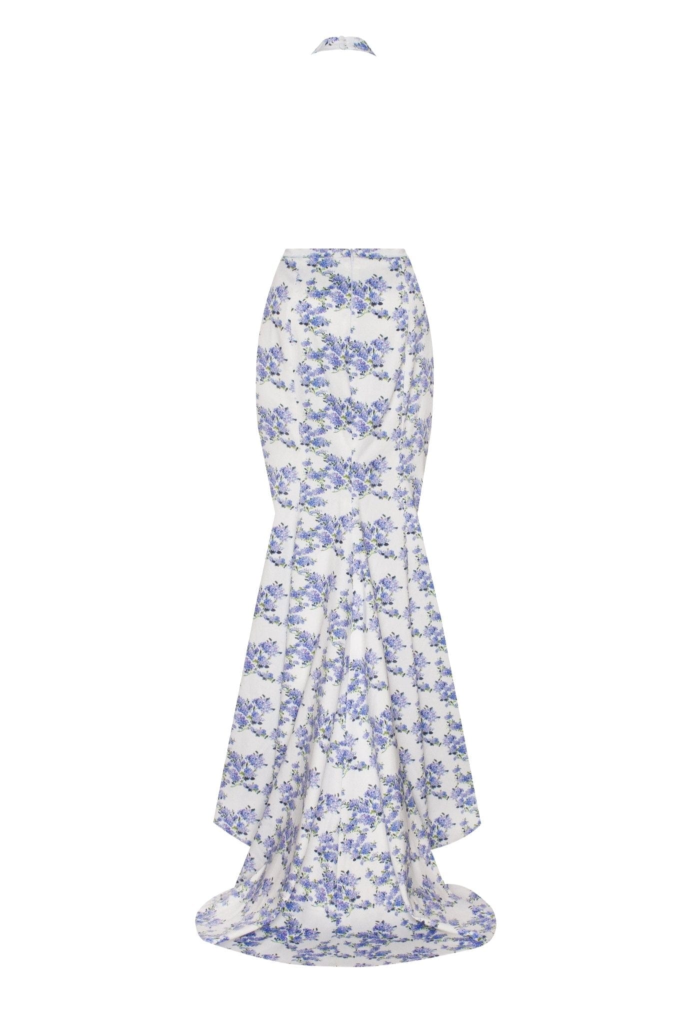 Blue Hydrangea mock neck sleeveless evening dress - Image 4