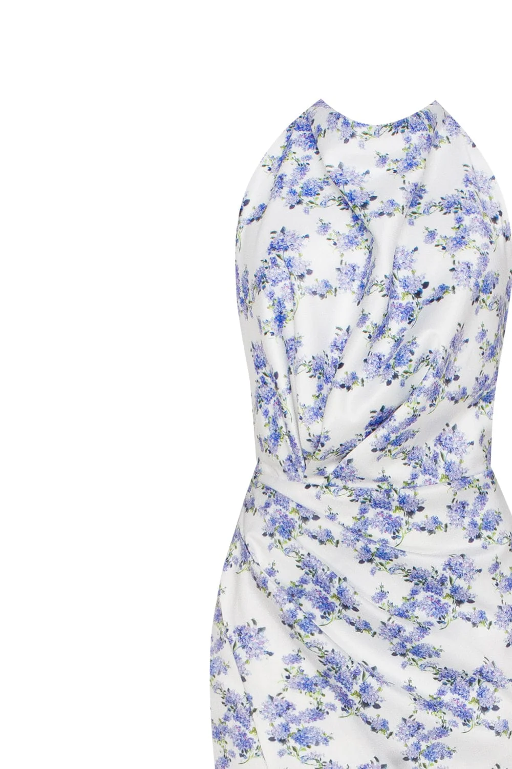 Blue Hydrangea mock neck sleeveless evening dress - Image 6