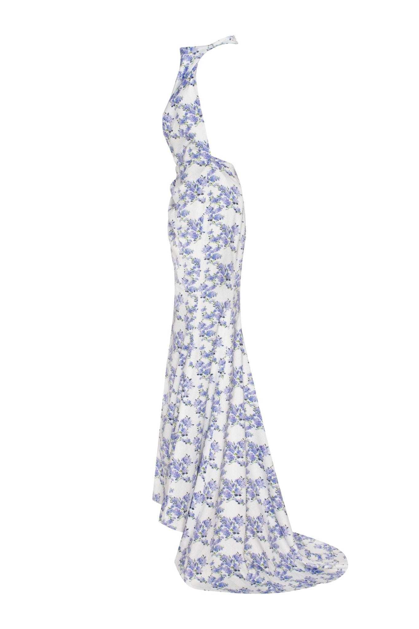 Blue Hydrangea mock neck sleeveless evening dress - Image 7