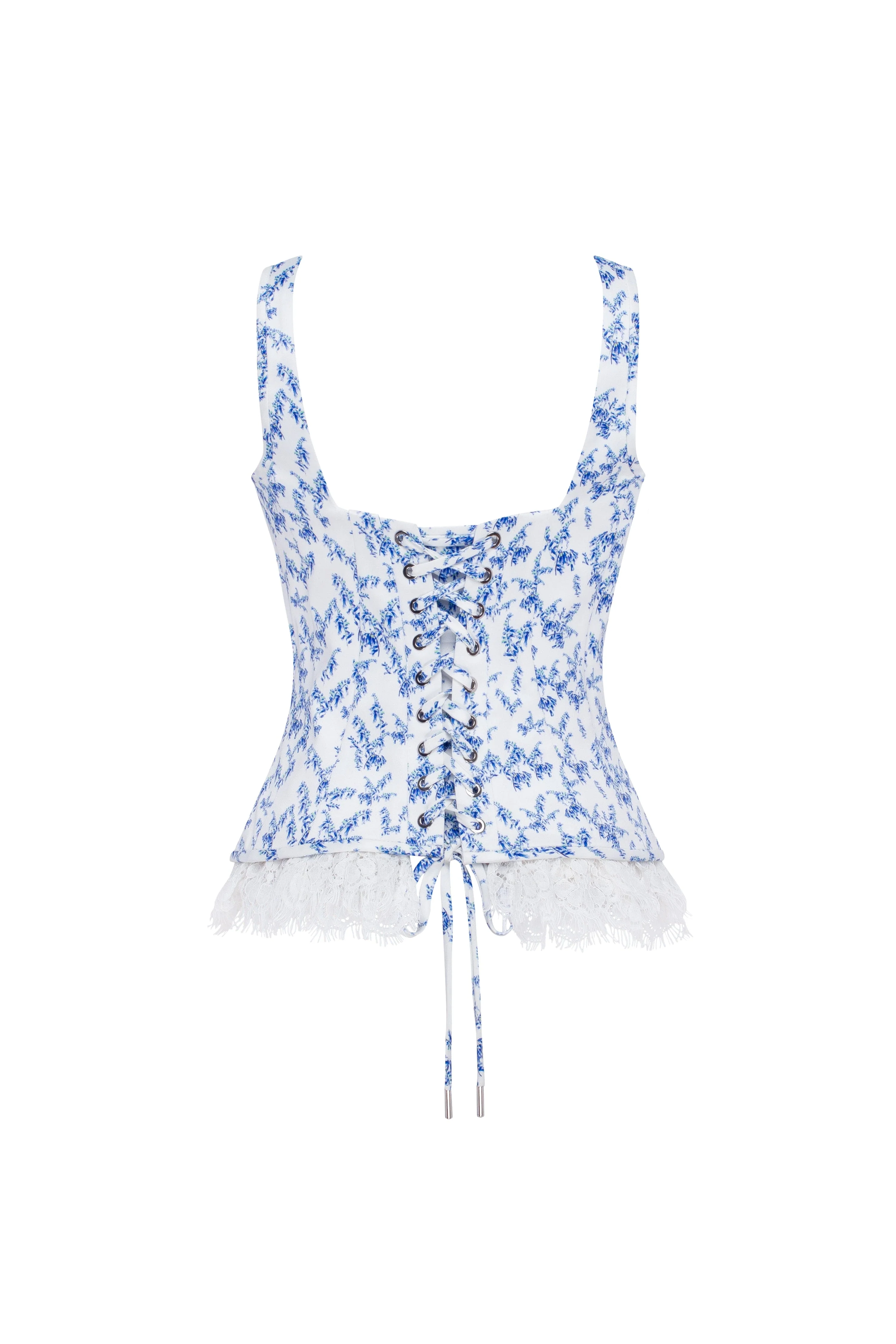 Blue lavender corset on straps with bows and ribbon lacing - Image 4