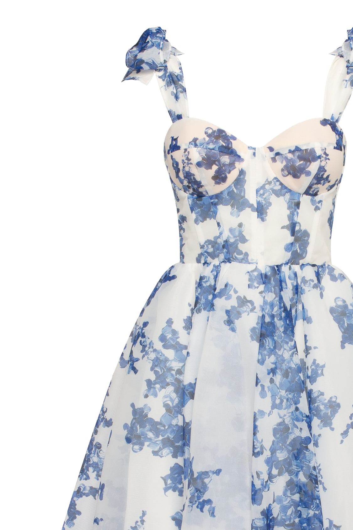 Charming blue hydrangea-patterned organza midi dress, Garden of Eden - Image 6