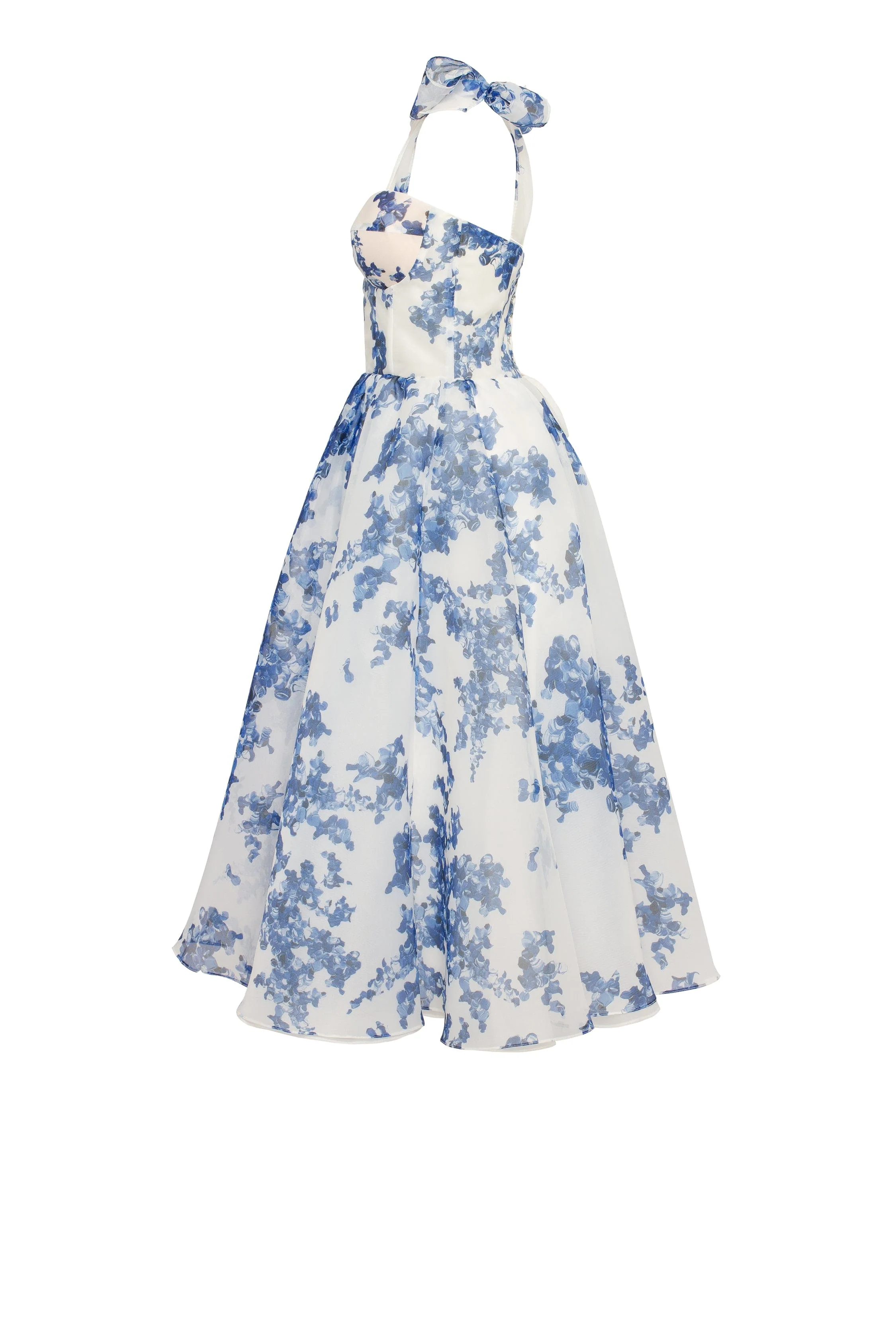 Charming blue hydrangea-patterned organza midi dress, Garden of Eden - Image 7