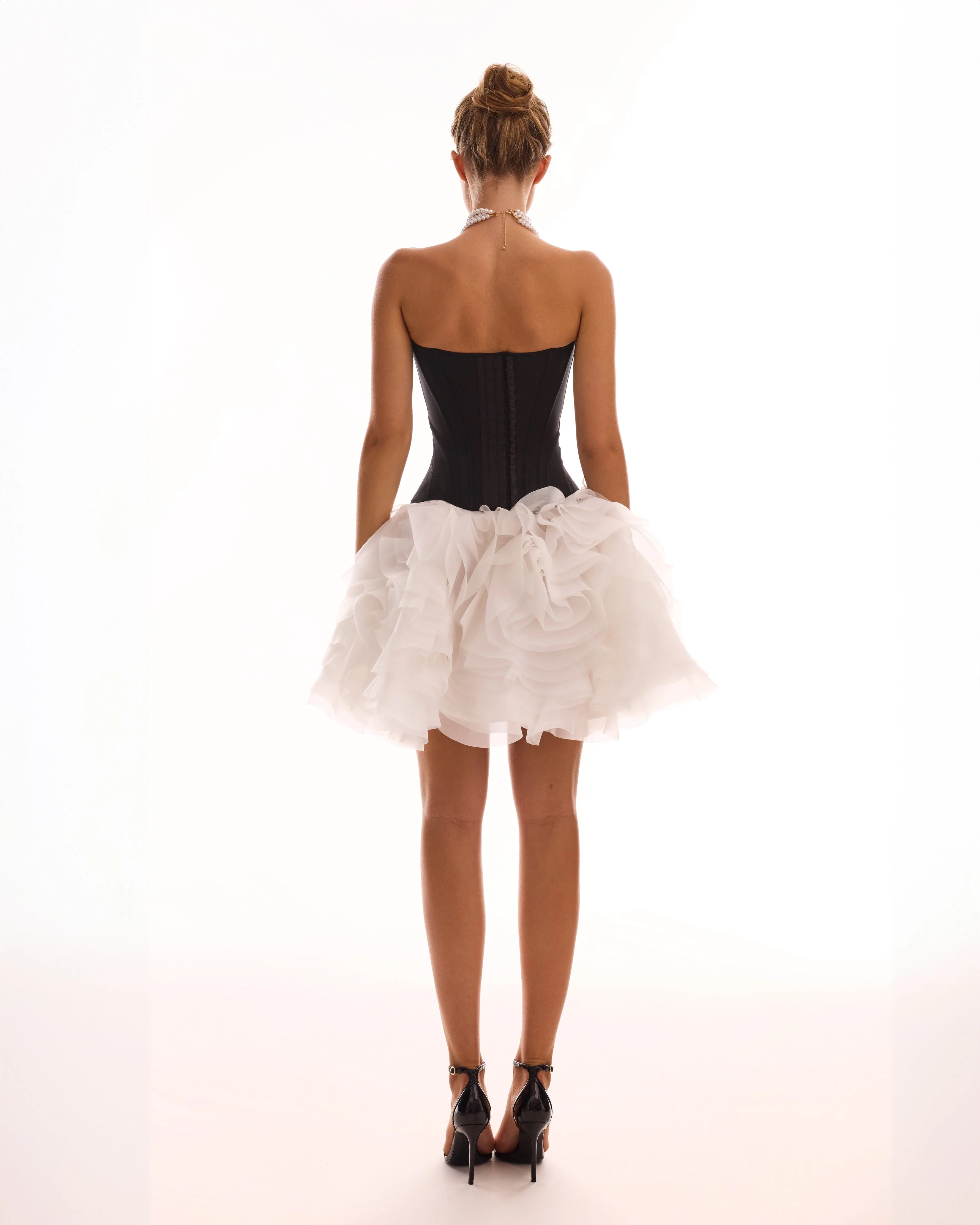 Chic low-waist black fitted corset, Midnight Walk - Image 3