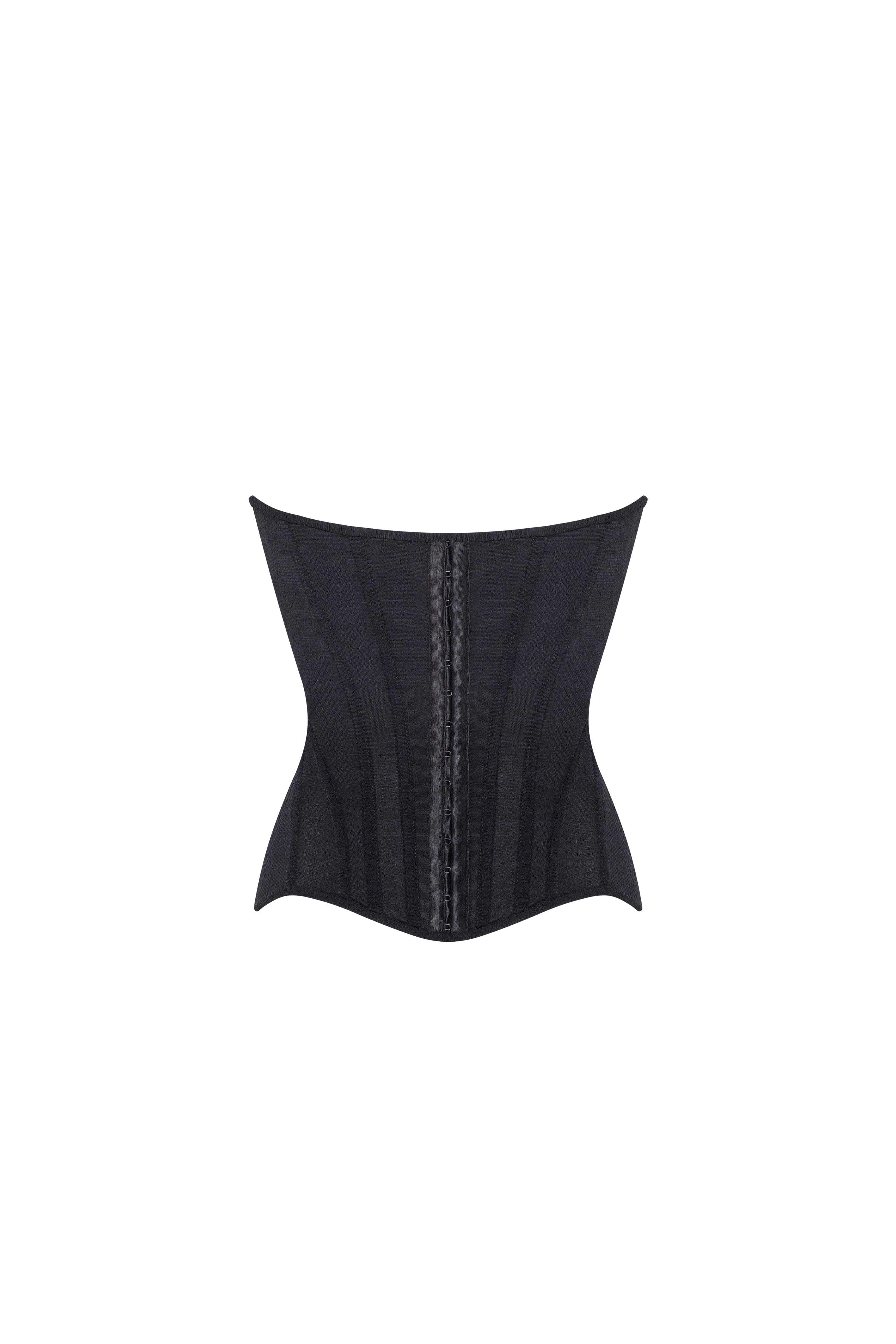 Chic low-waist black fitted corset, Midnight Walk - Image 4