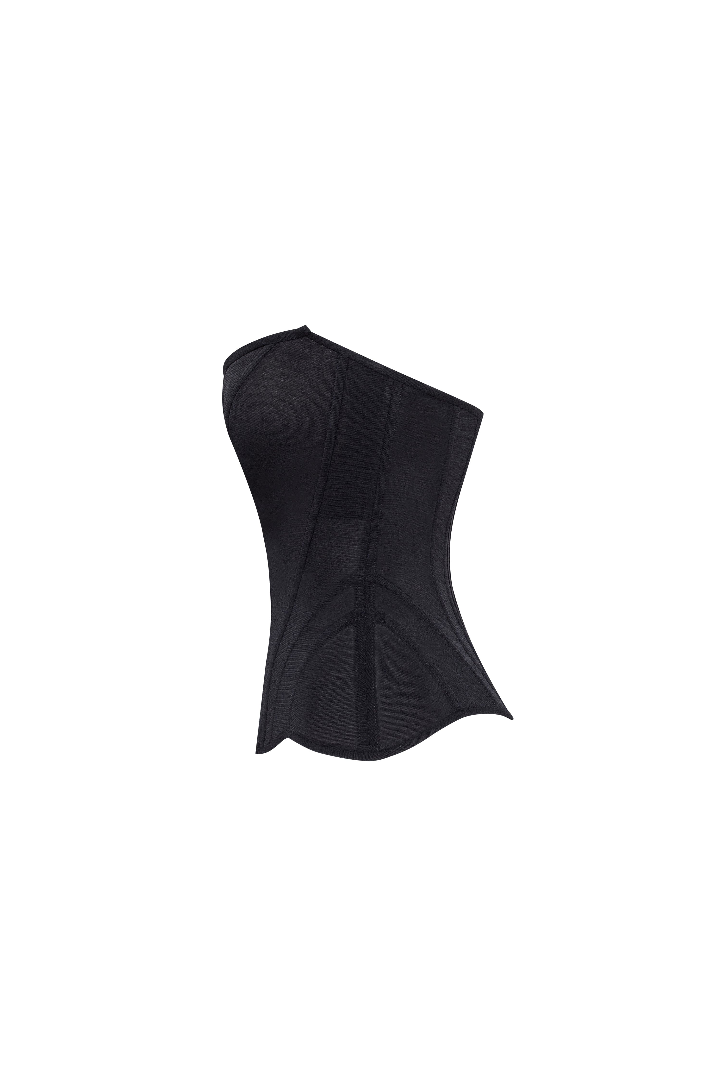 Chic low-waist black fitted corset, Midnight Walk - Image 6