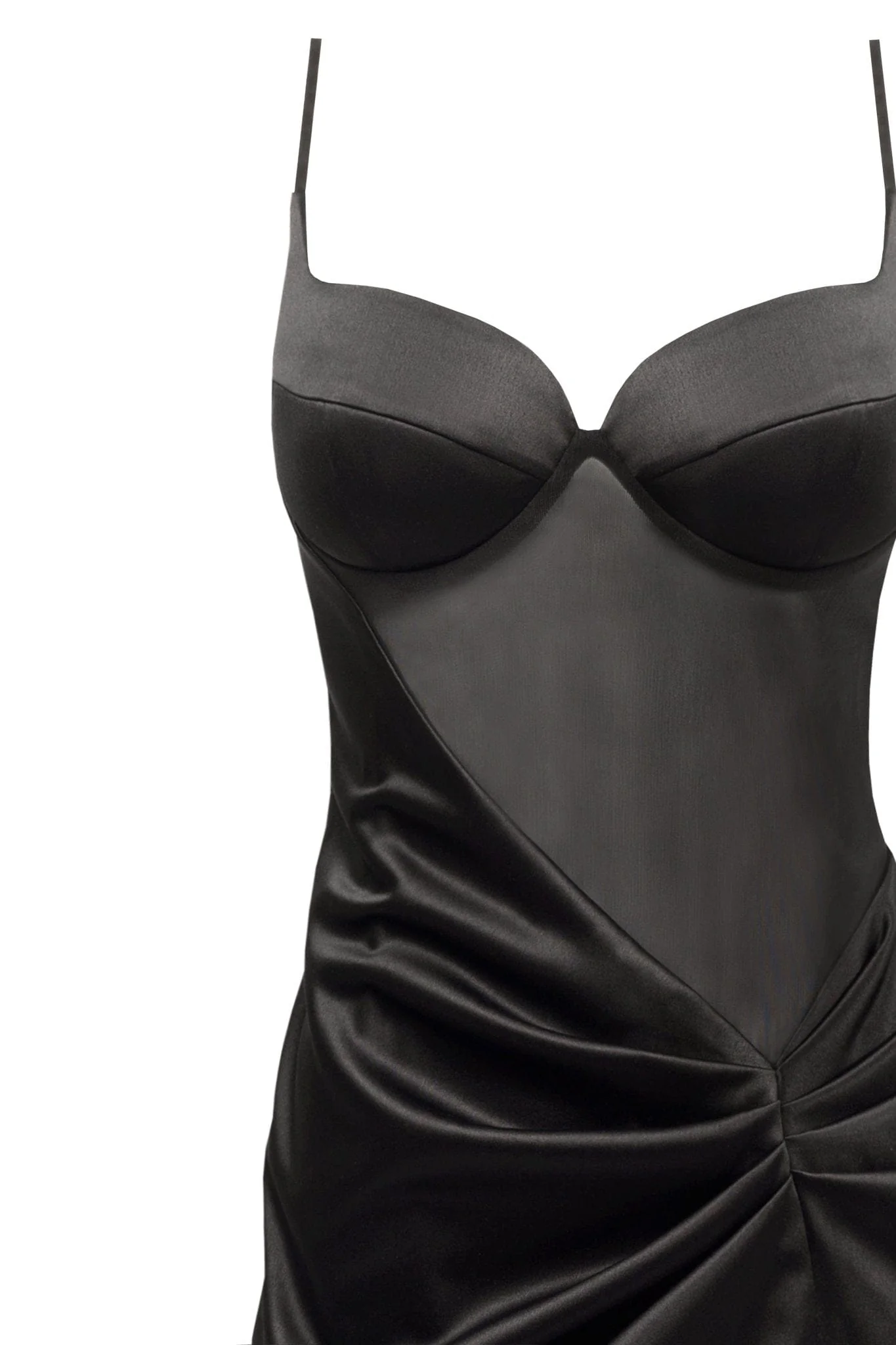 Chic satin maxi dress with semi-transparent bodice - Image 6