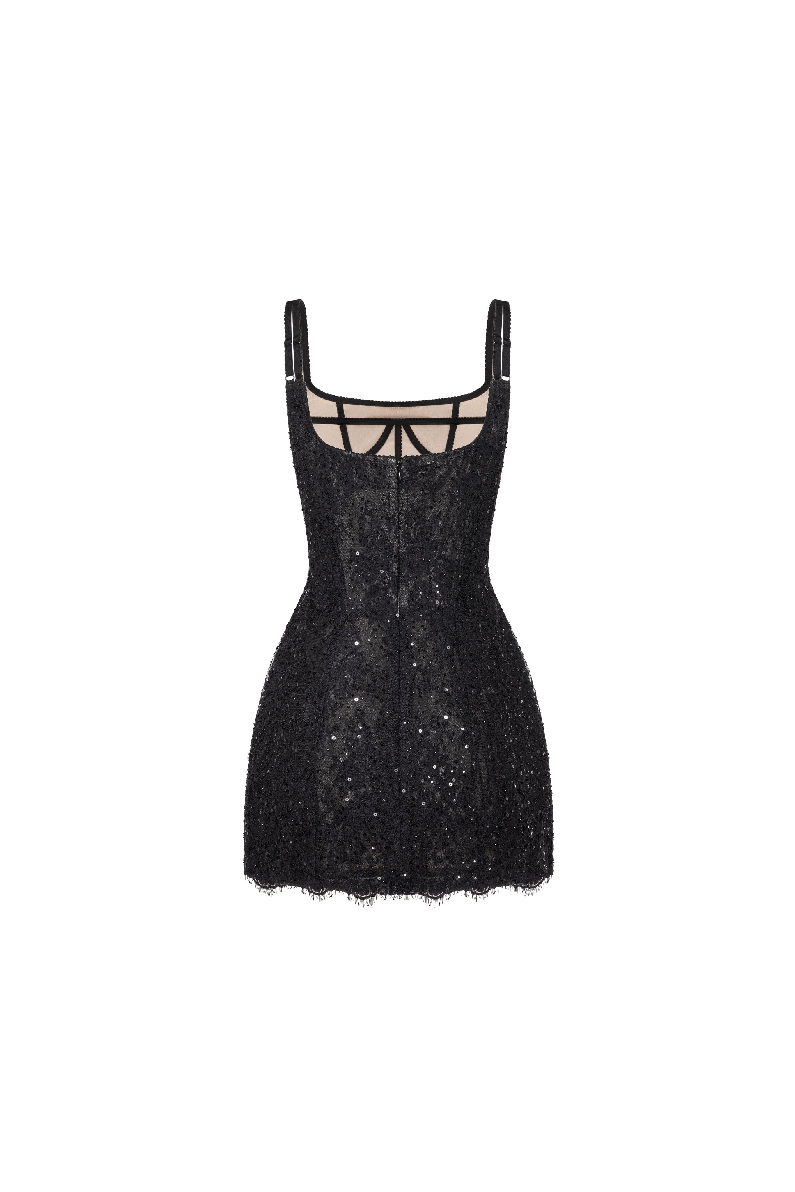 Classic black corset mini dress - Image 4