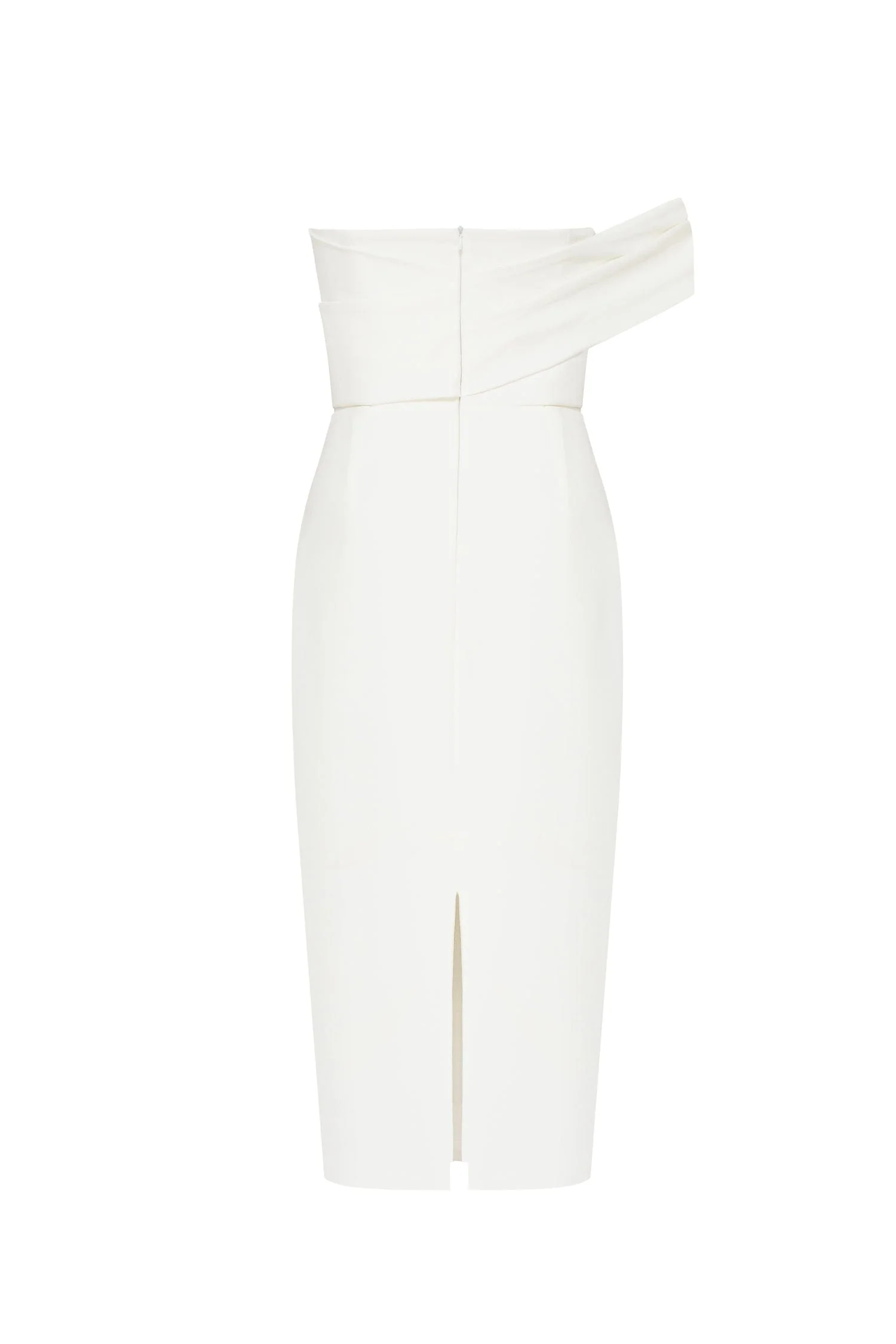 White Classy midi dress with open neckline - Image 4