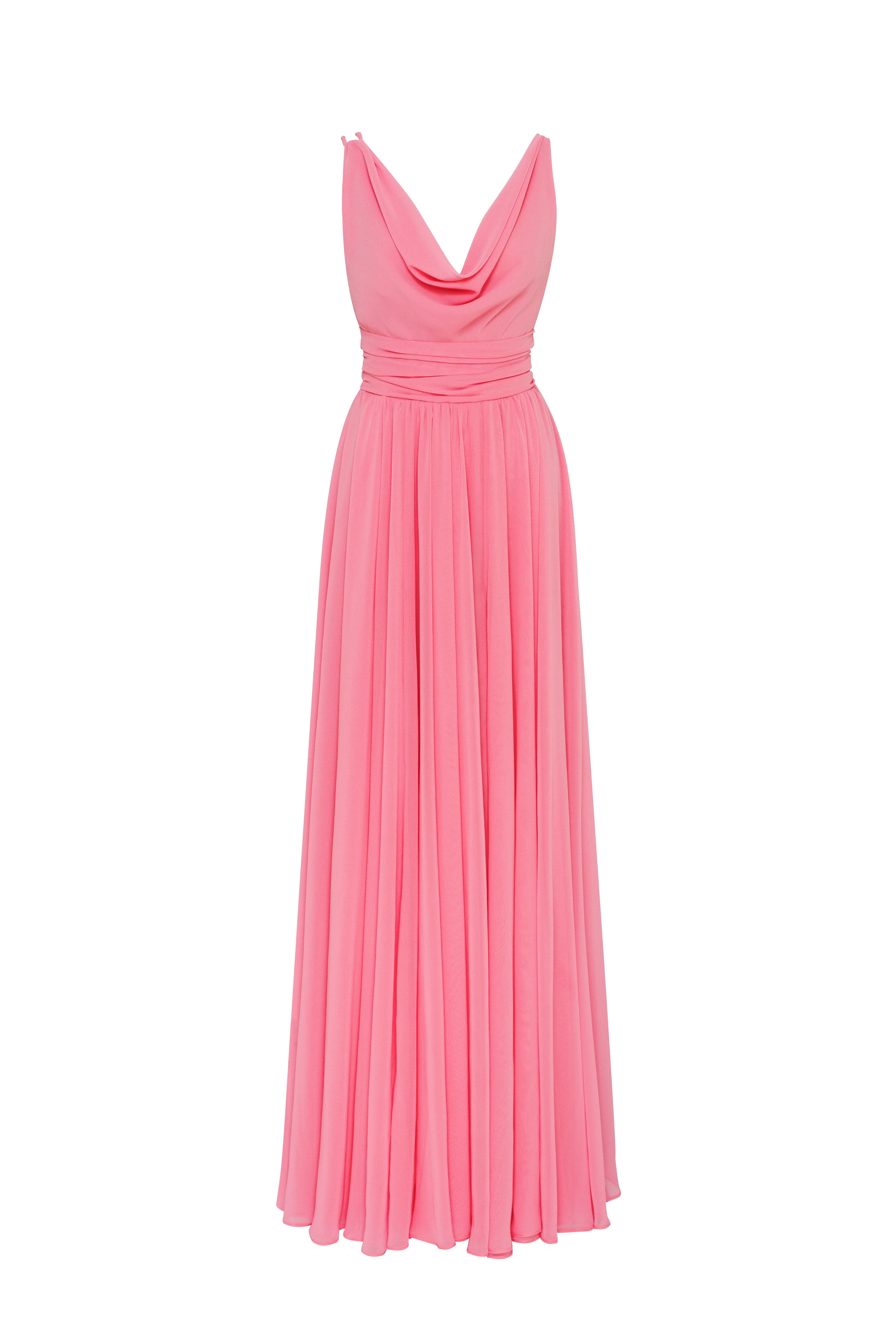 Classy pink pleated maxi dress - Image 2