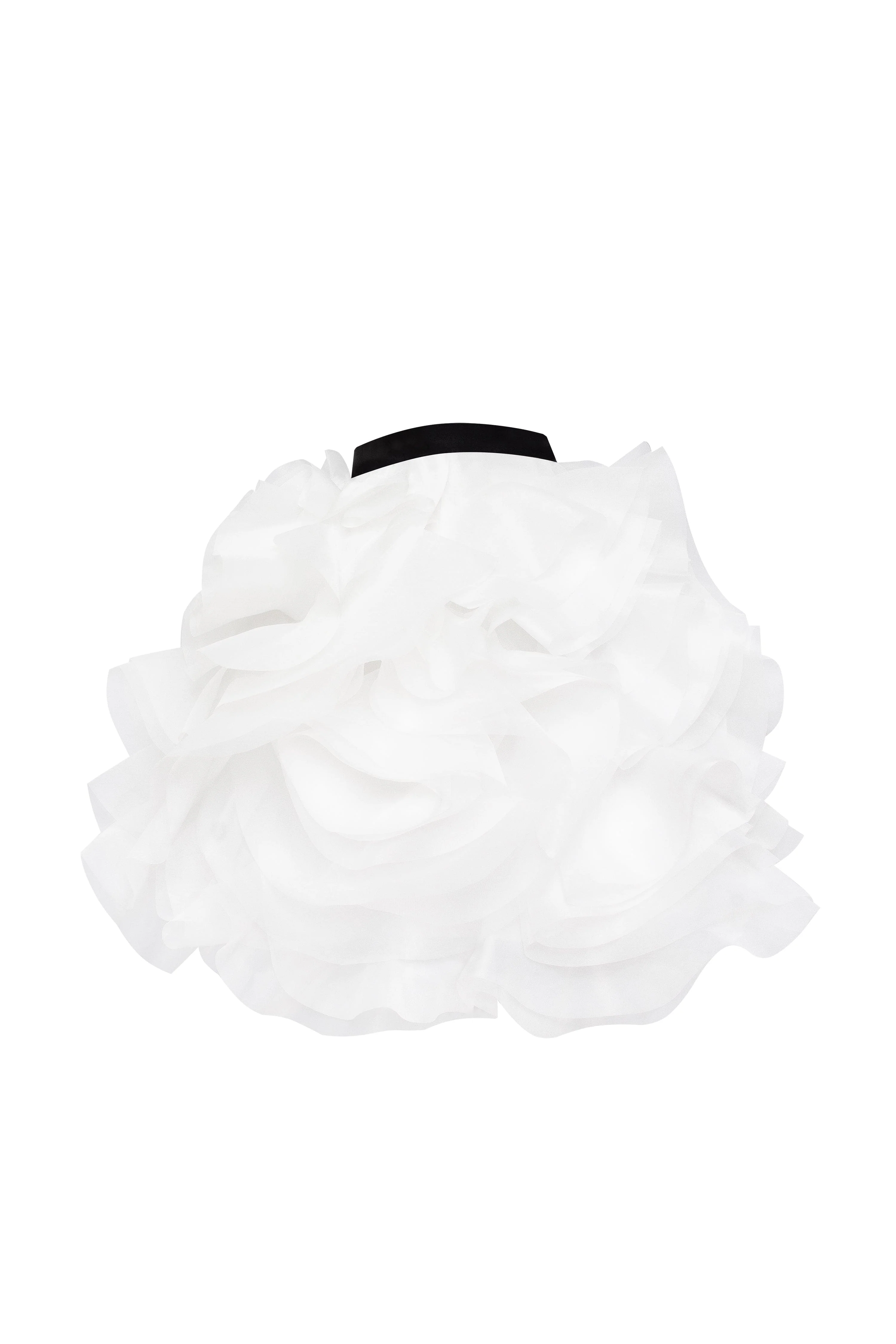 Danceable mini skirt with ruched flower appliques in white, Midnight Walk - Image 8
