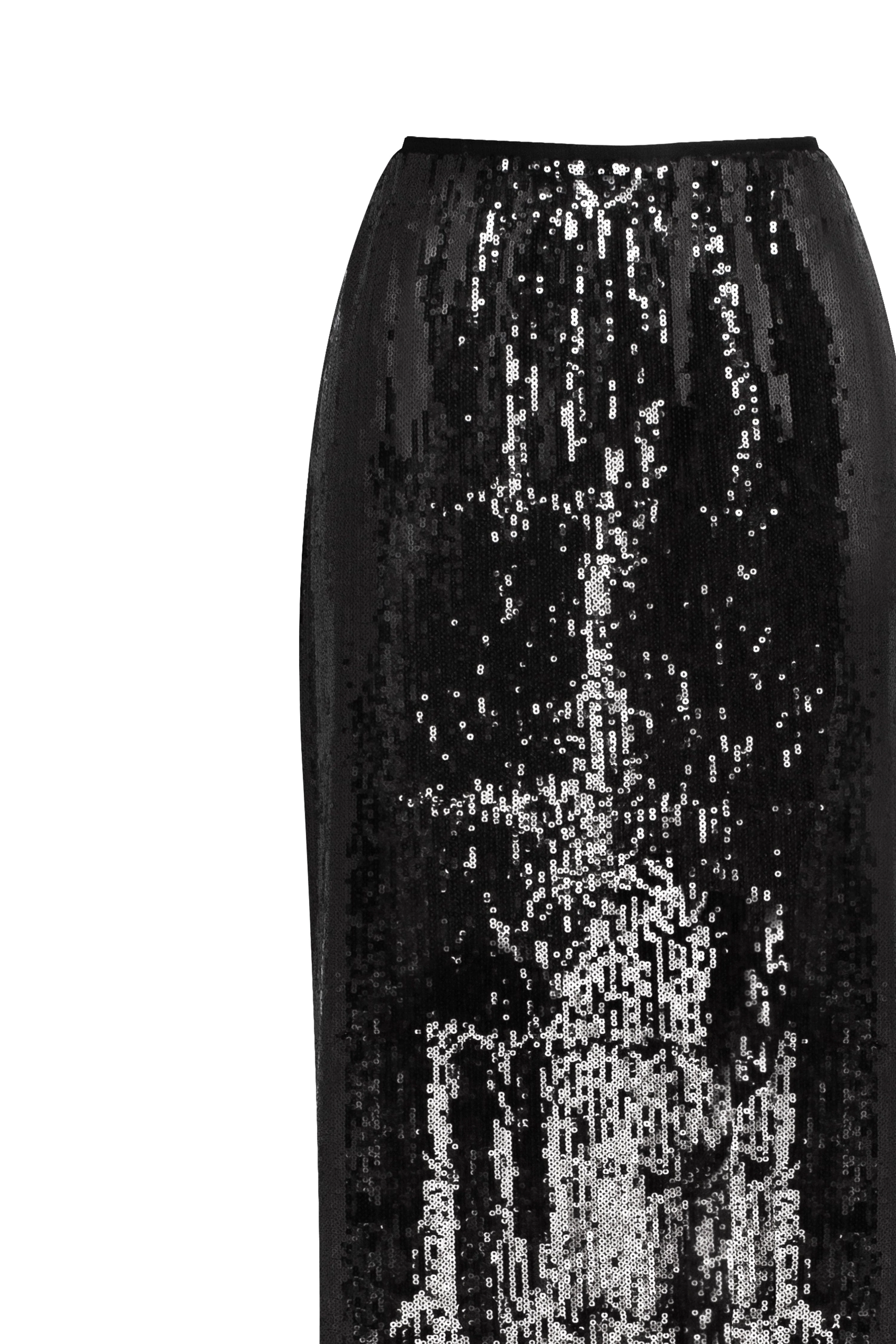 Dramatic fitted sequined black maxi skirt, Midnight Walk - Image 6