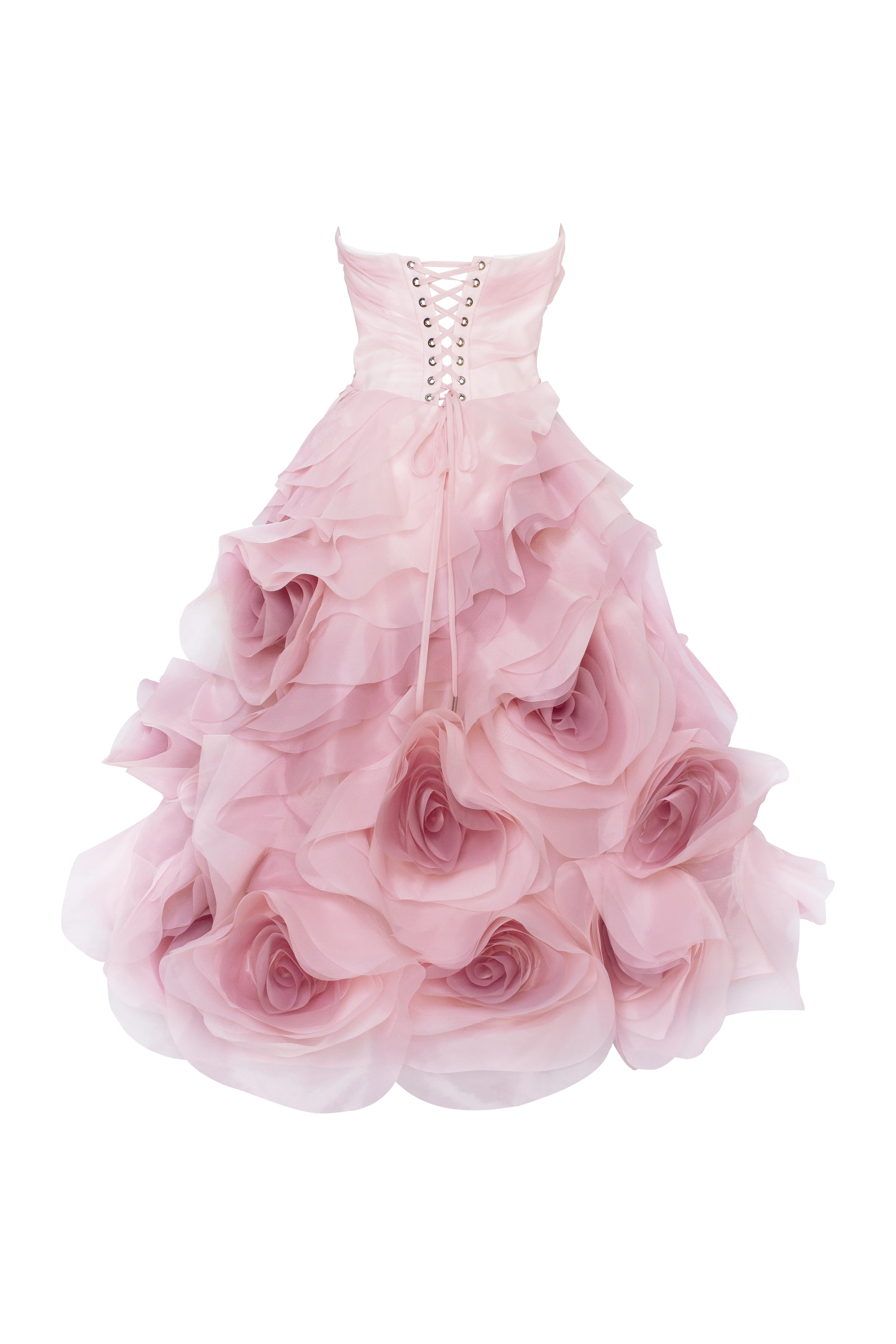 Dramatic flowered organza midi dress in misty rose, Glow-Up - Image 4