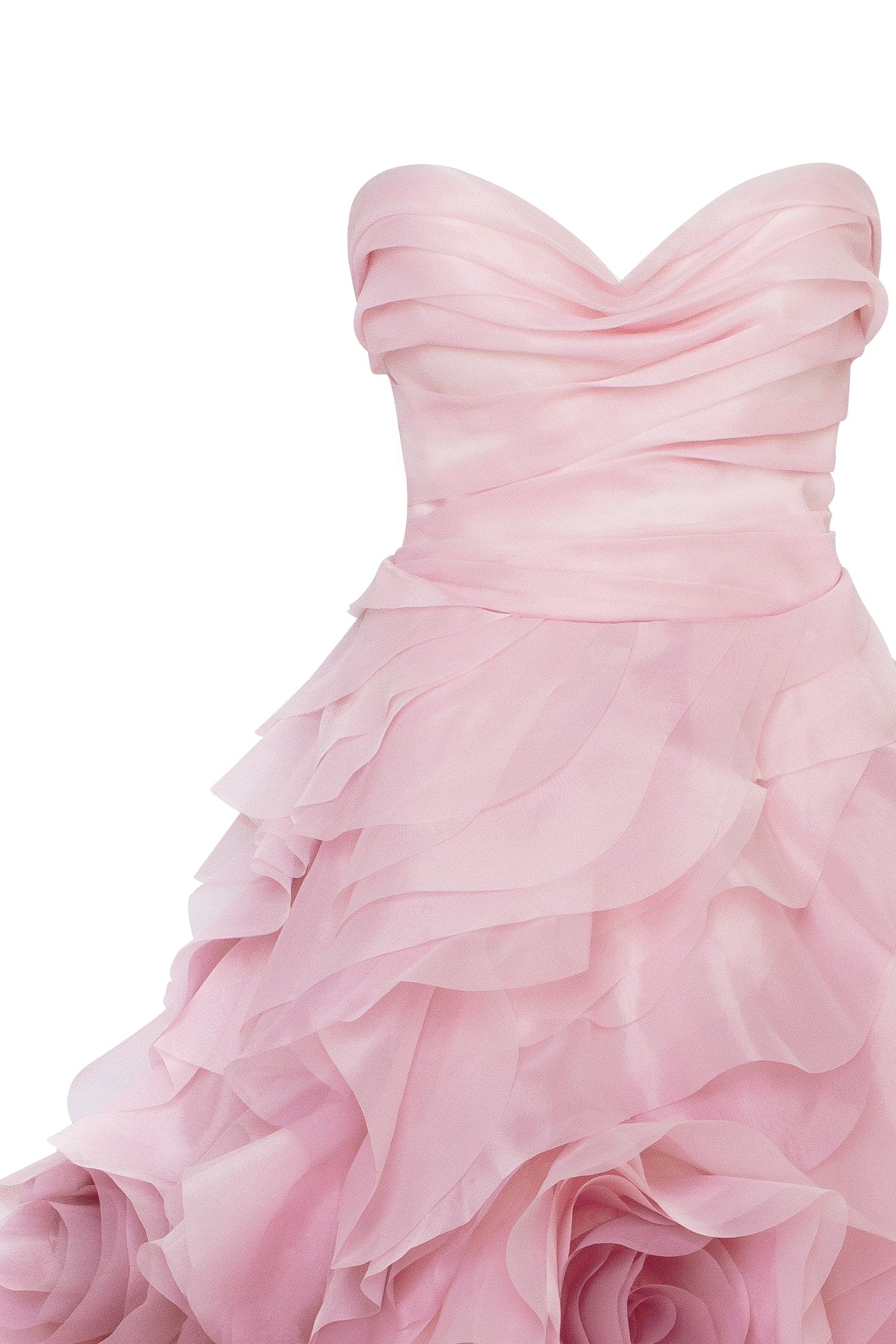 Dramatic flowered organza midi dress in misty rose, Glow-Up - Image 6