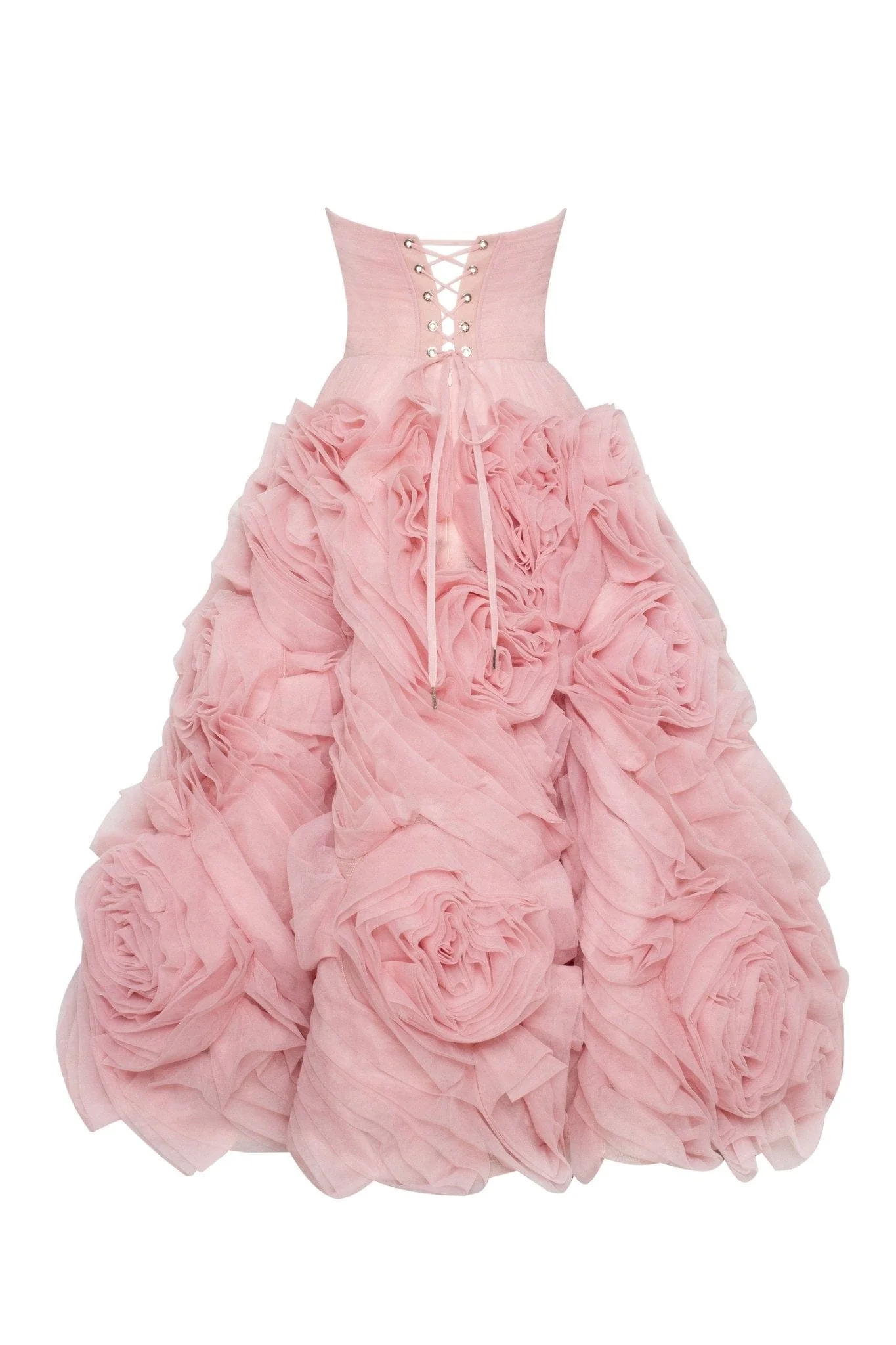 Dramatically flowered tulle dress in misty pink - Image 4