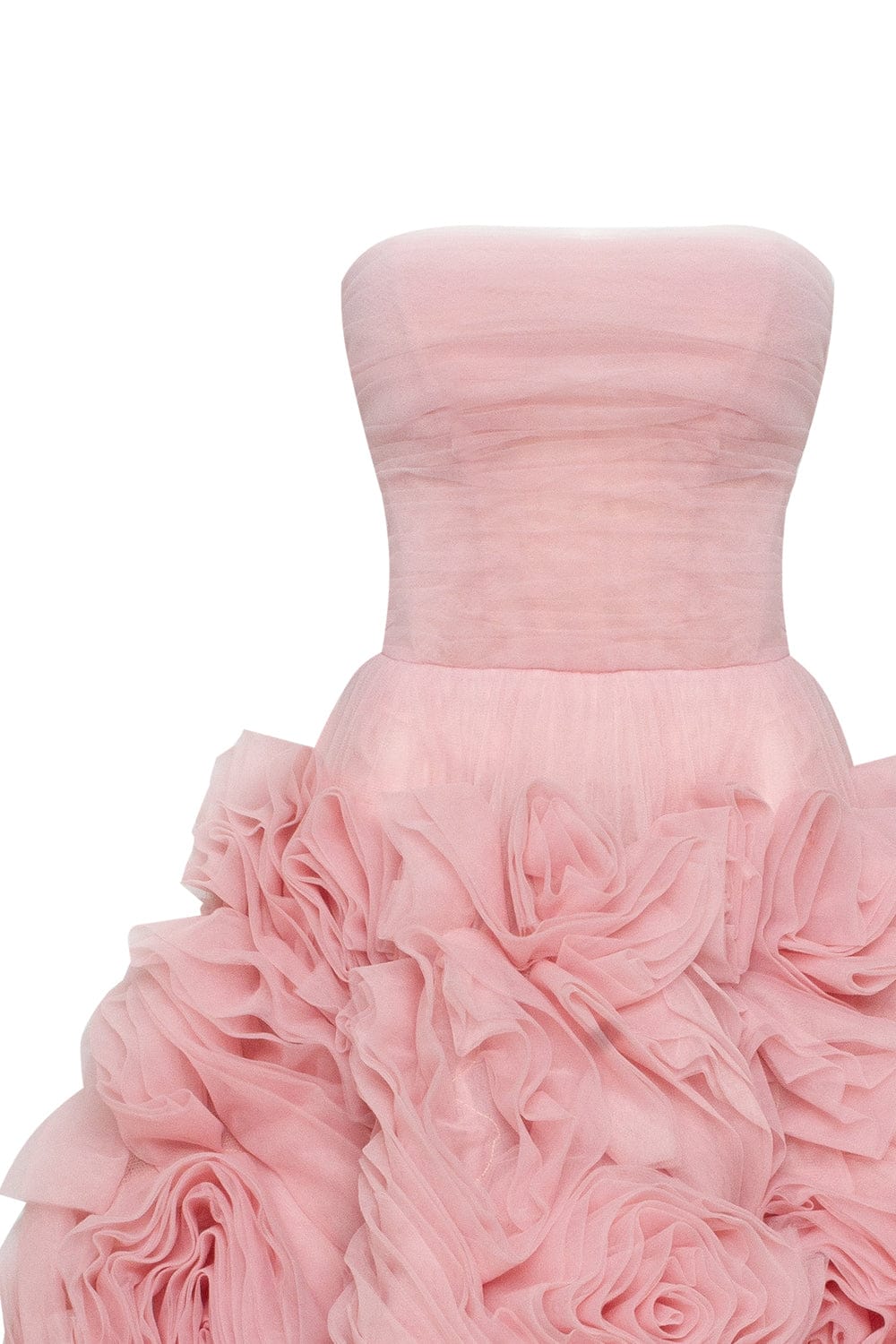Dramatically flowered tulle dress in misty pink - Image 6