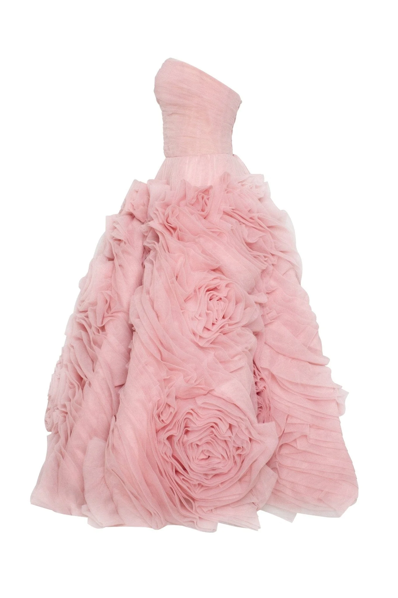 Dramatically flowered tulle dress in misty pink - Image 7