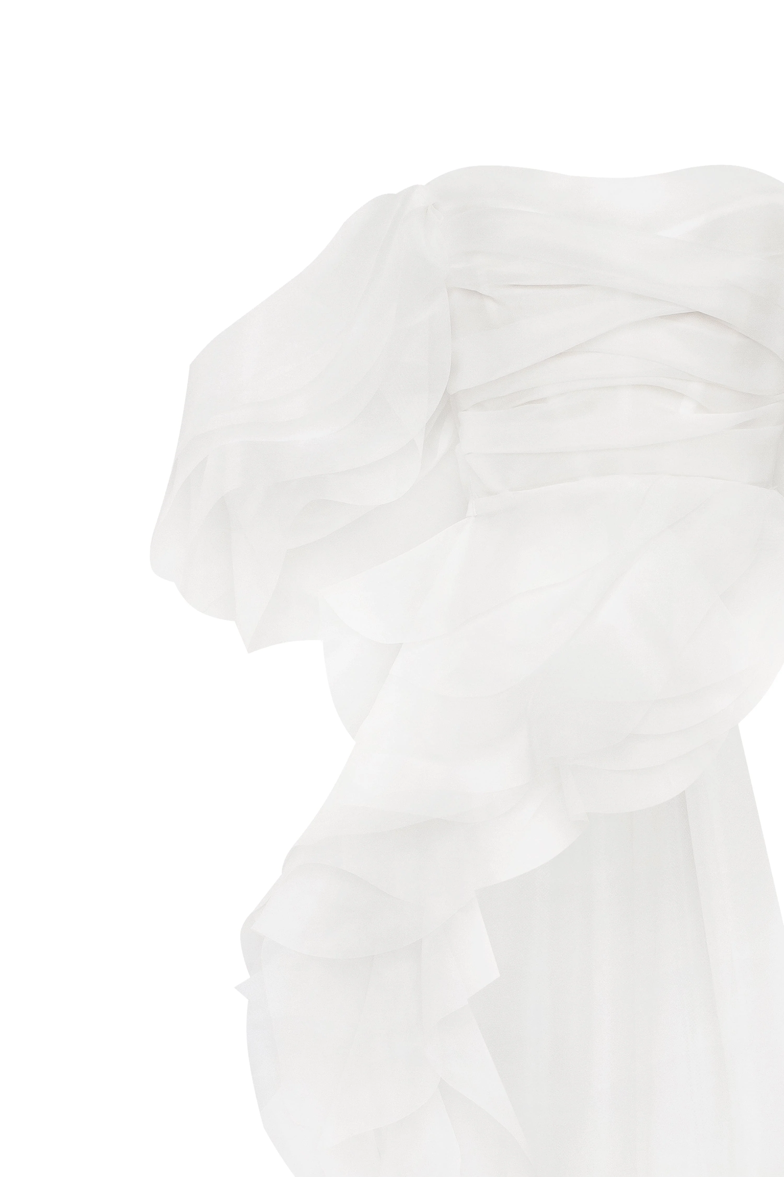 Dreamy blouse with meringue flounces in white, Midnight Walk - Image 10
