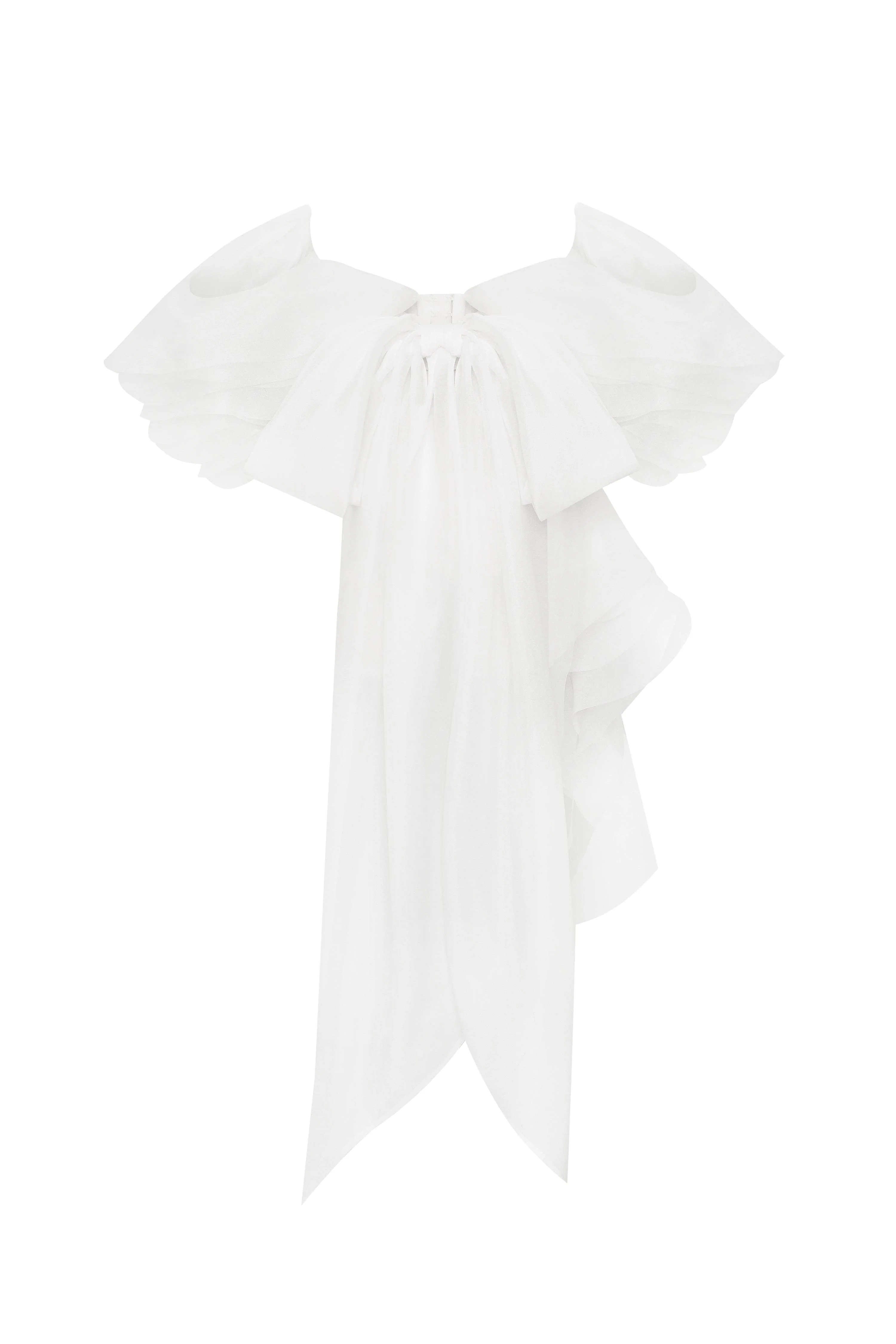 Dreamy blouse with meringue flounces in white, Midnight Walk - Image 11