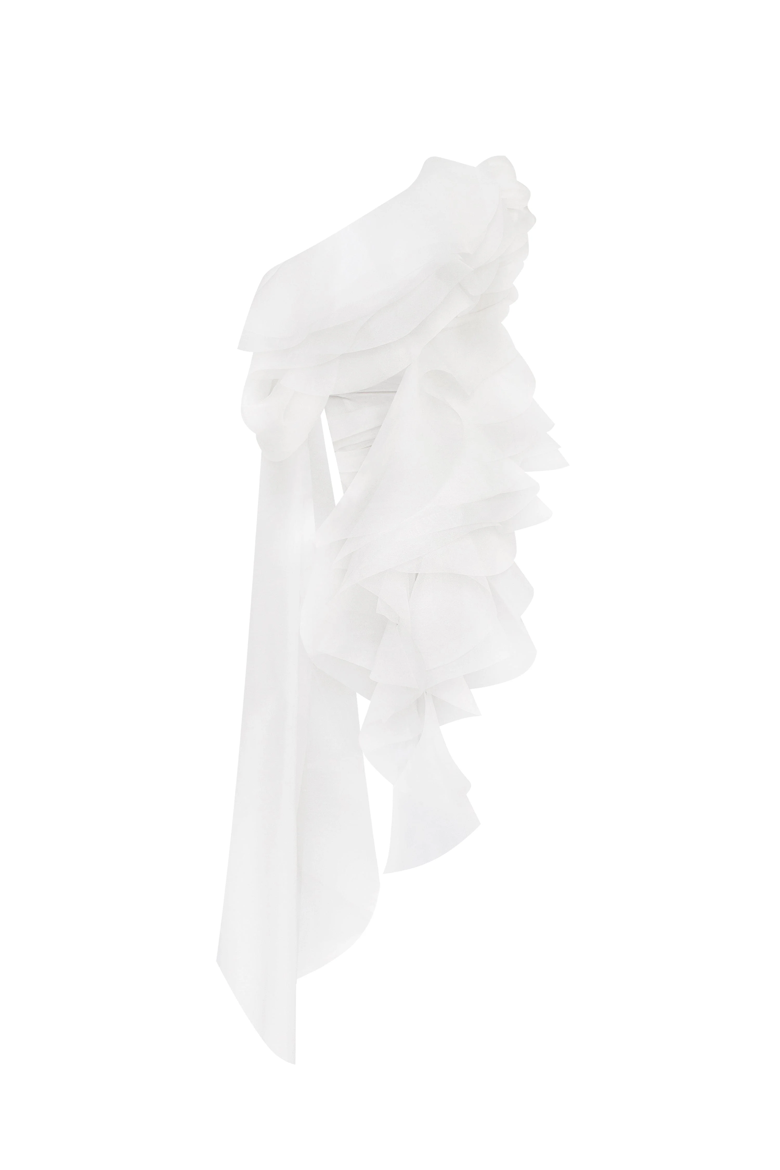 Dreamy blouse with meringue flounces in white, Midnight Walk - Image 12