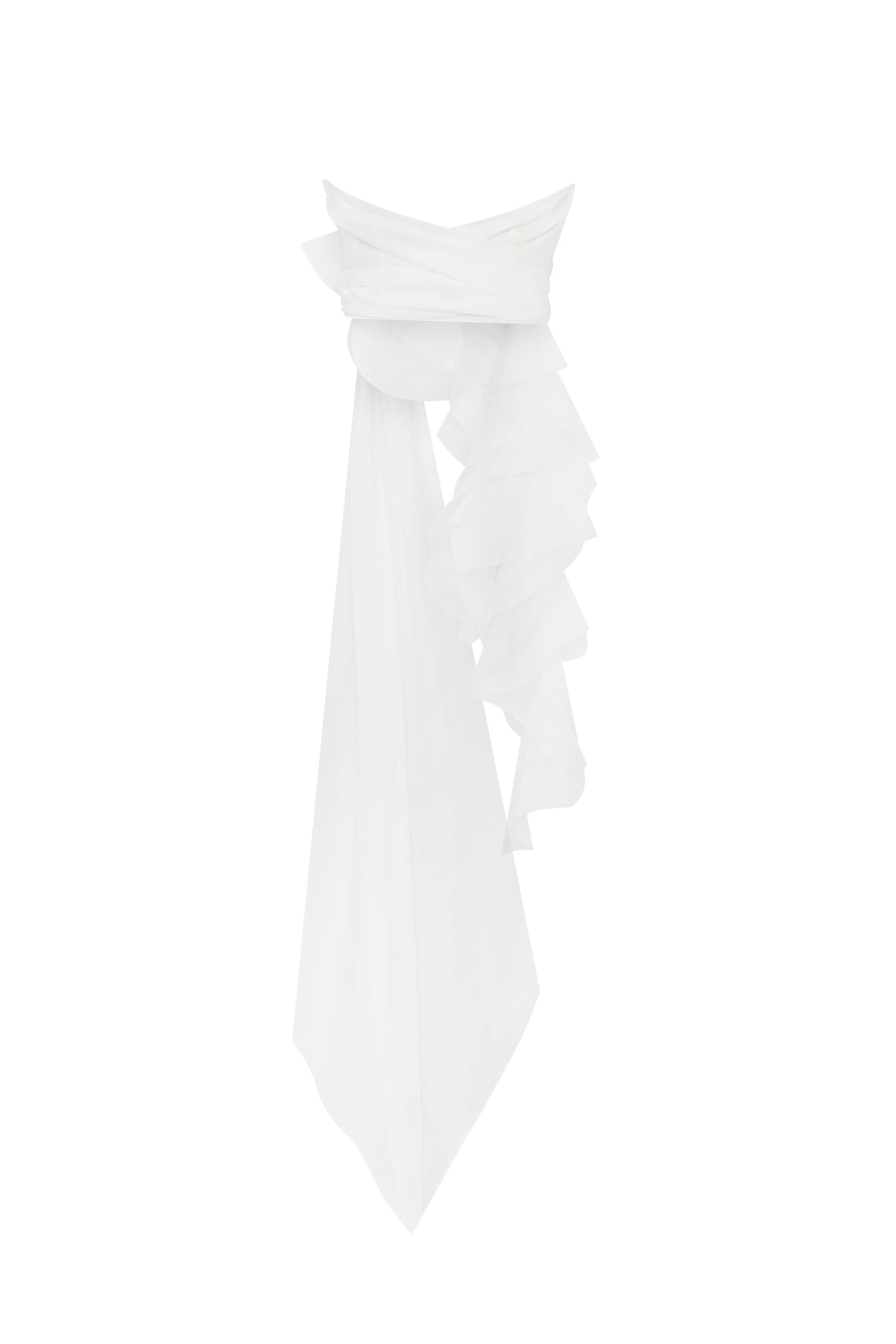 Dreamy blouse with meringue flounces in white, Midnight Walk - Image 4