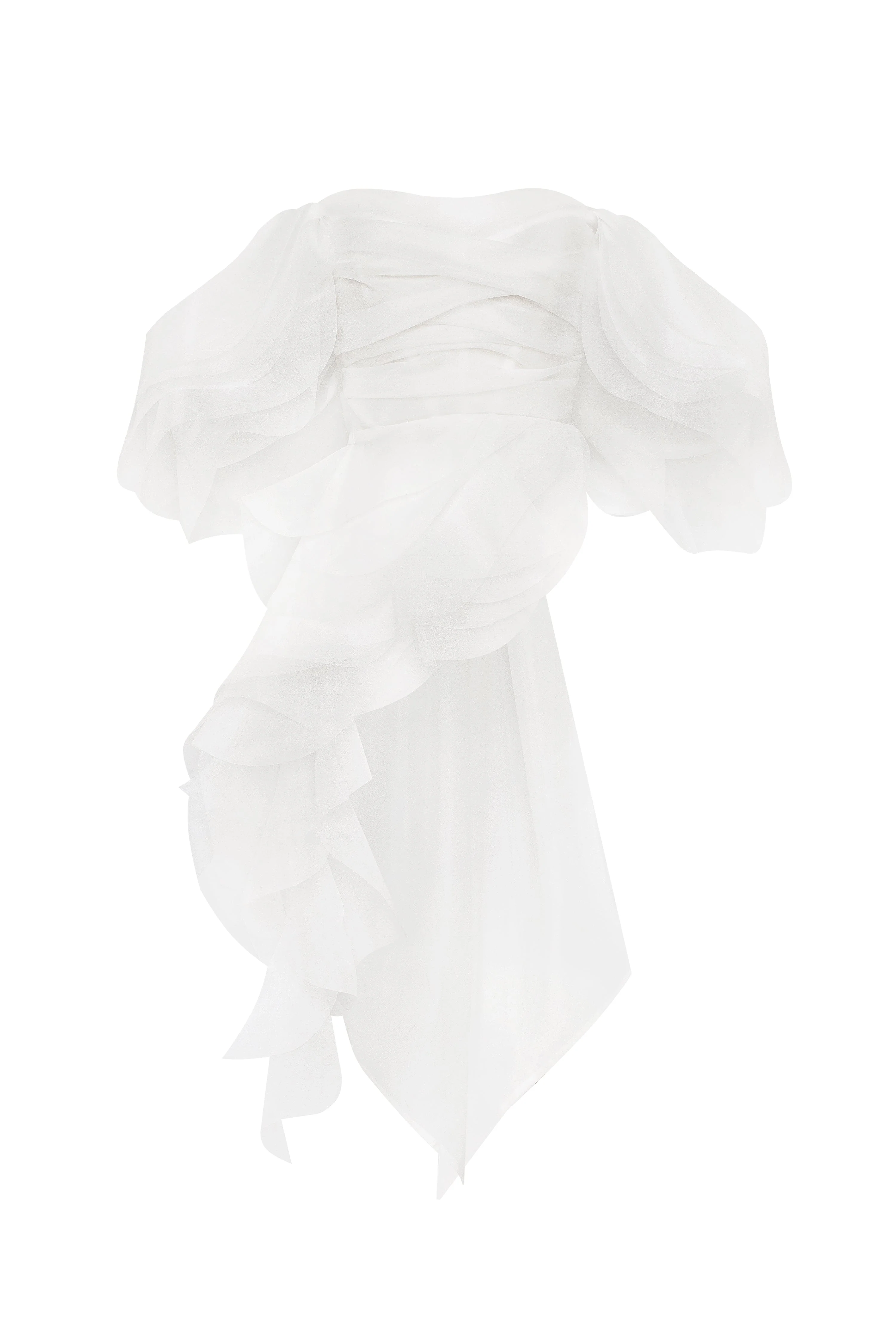 Dreamy blouse with meringue flounces in white, Midnight Walk - Image 6
