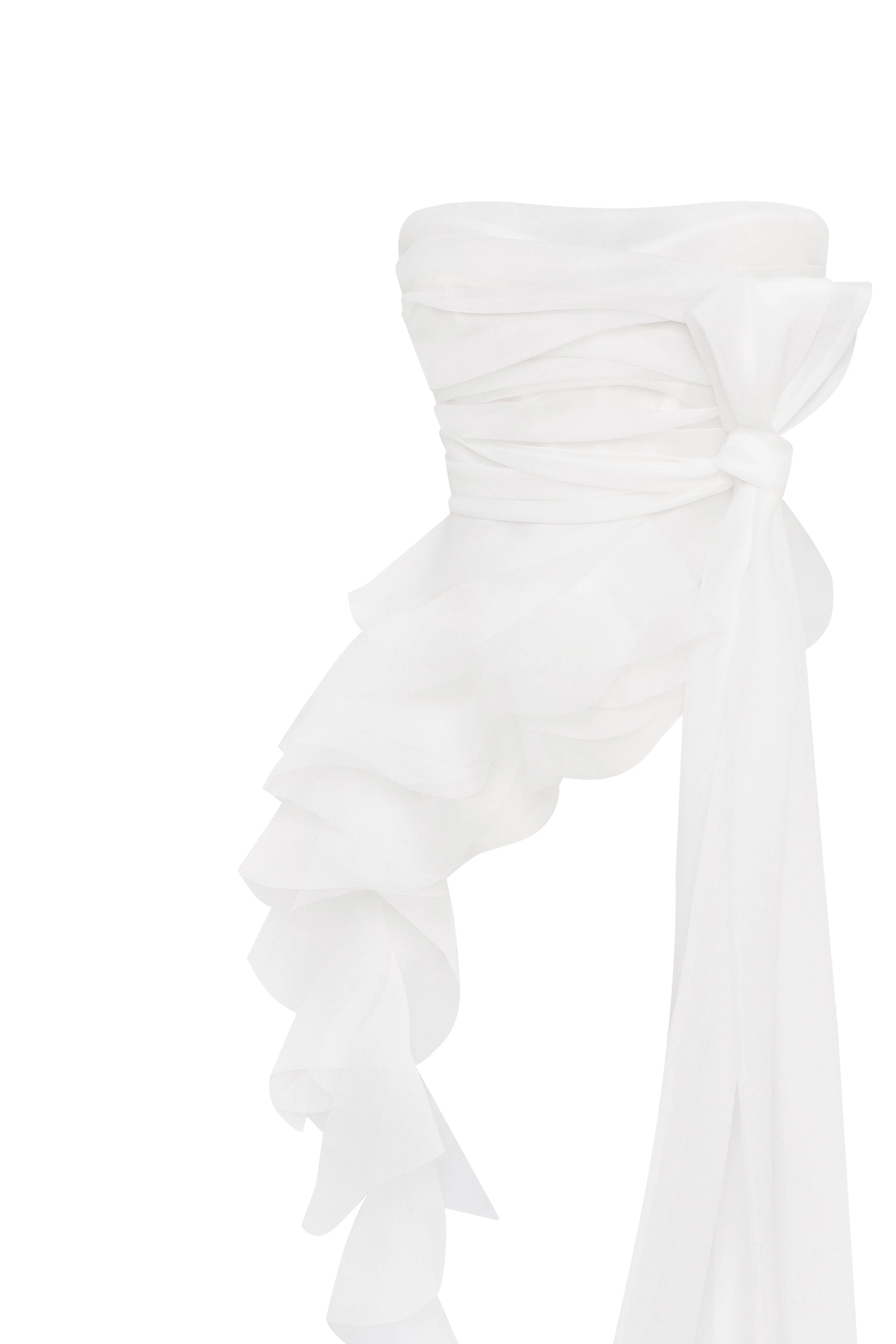 Dreamy blouse with meringue flounces in white, Midnight Walk - Image 8
