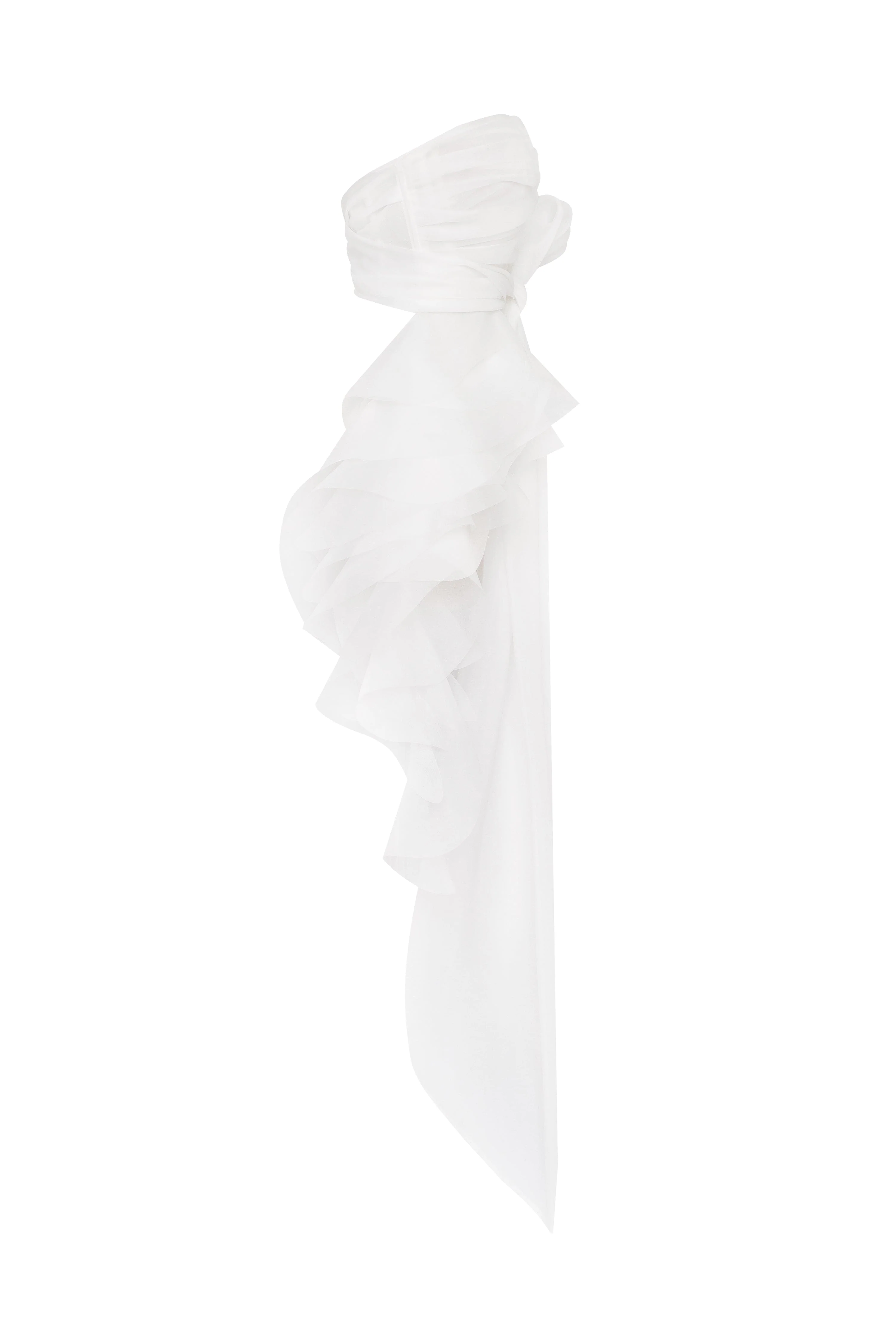 Dreamy blouse with meringue flounces in white, Midnight Walk - Image 9