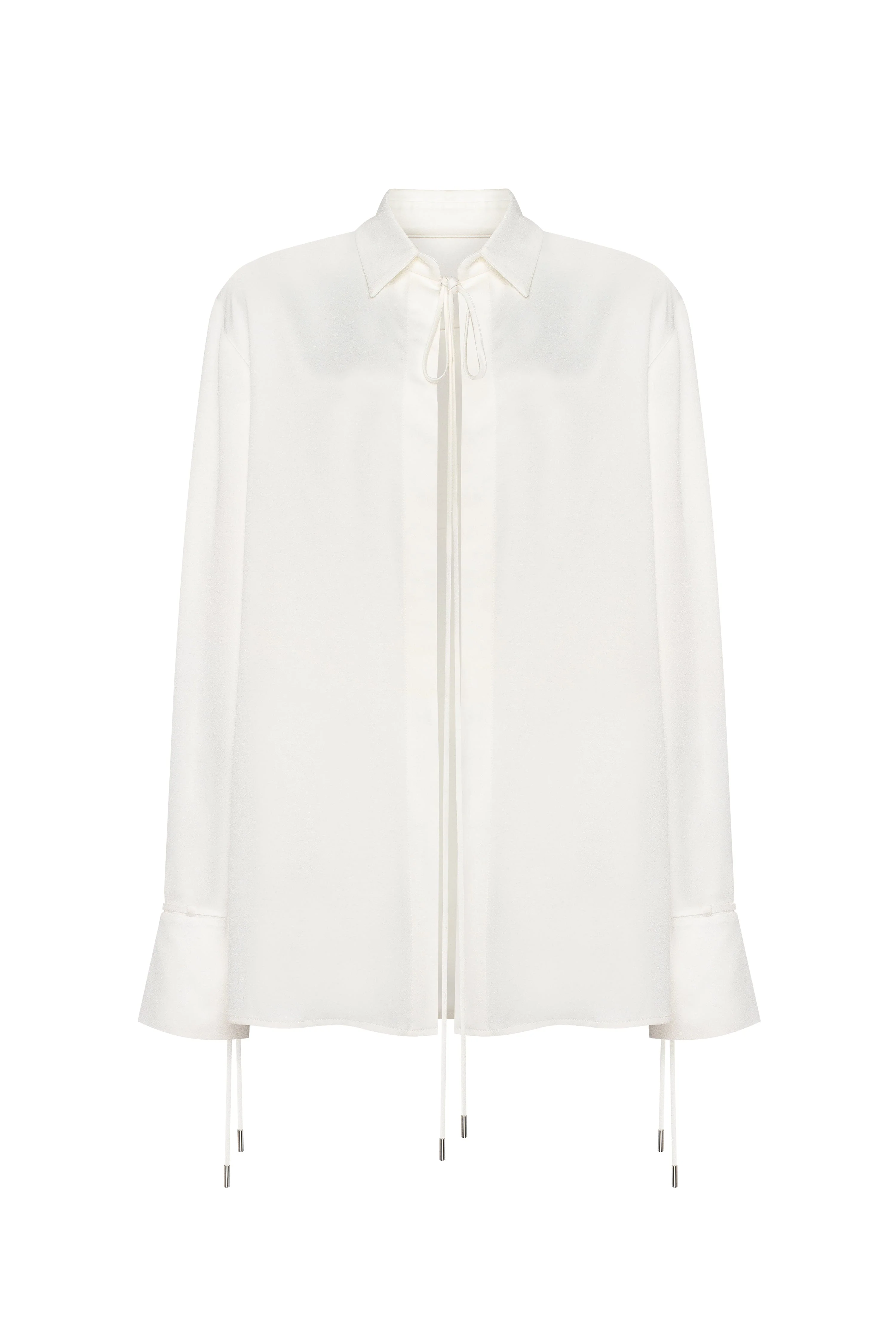 Elegant 3-piece set with white silk blouse, white mini skirt, and black crepe maxi skirt, Xo Xo - Image 10