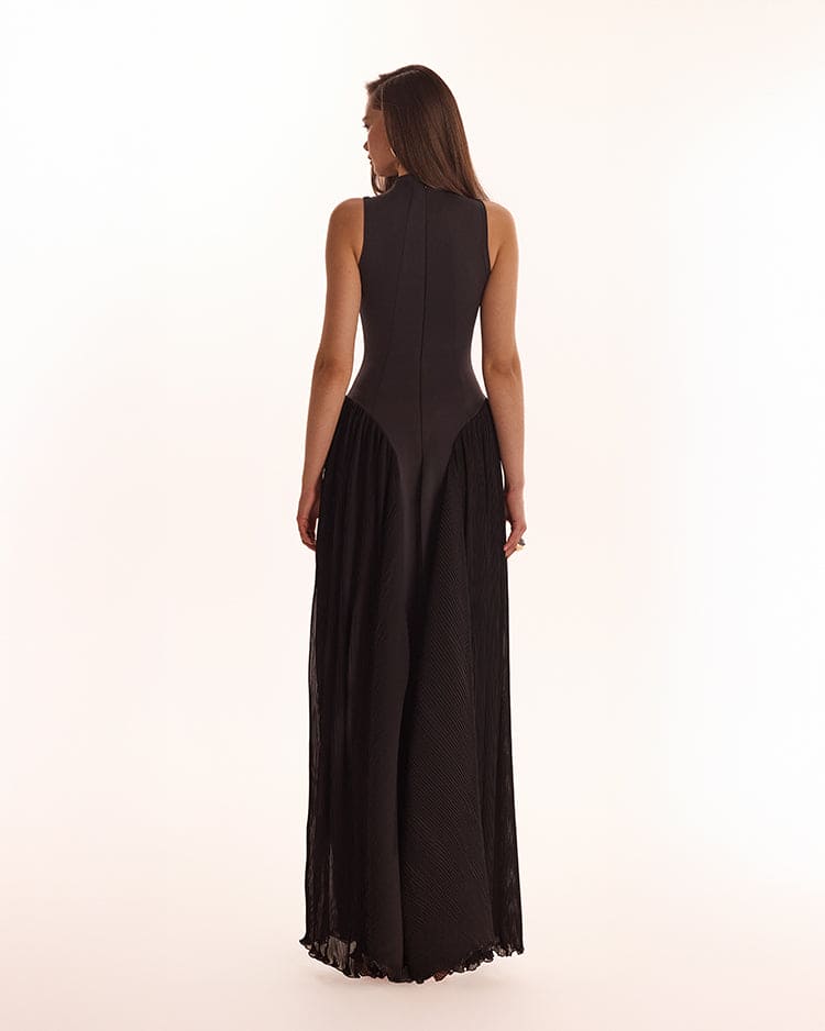 Elegant mock neck maxi dress, Parisienne - Image 3