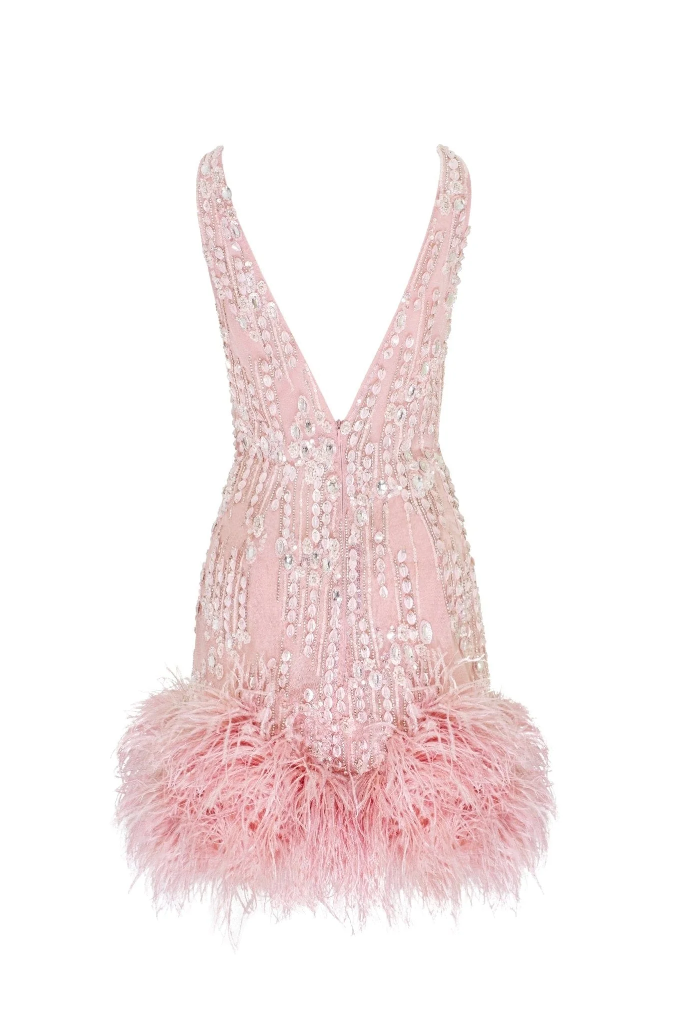 Fabulous mini dress on straps adorned with crystals and feathers - Image 4