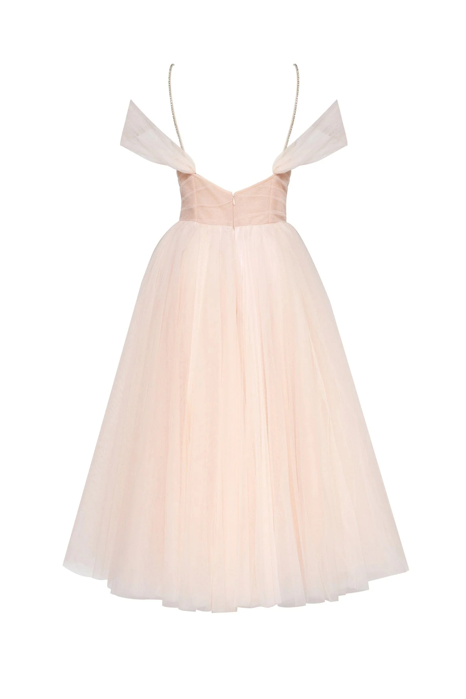 Feminine tulle cocktail dress with the light off-the-shoulder sleeves - Image 4