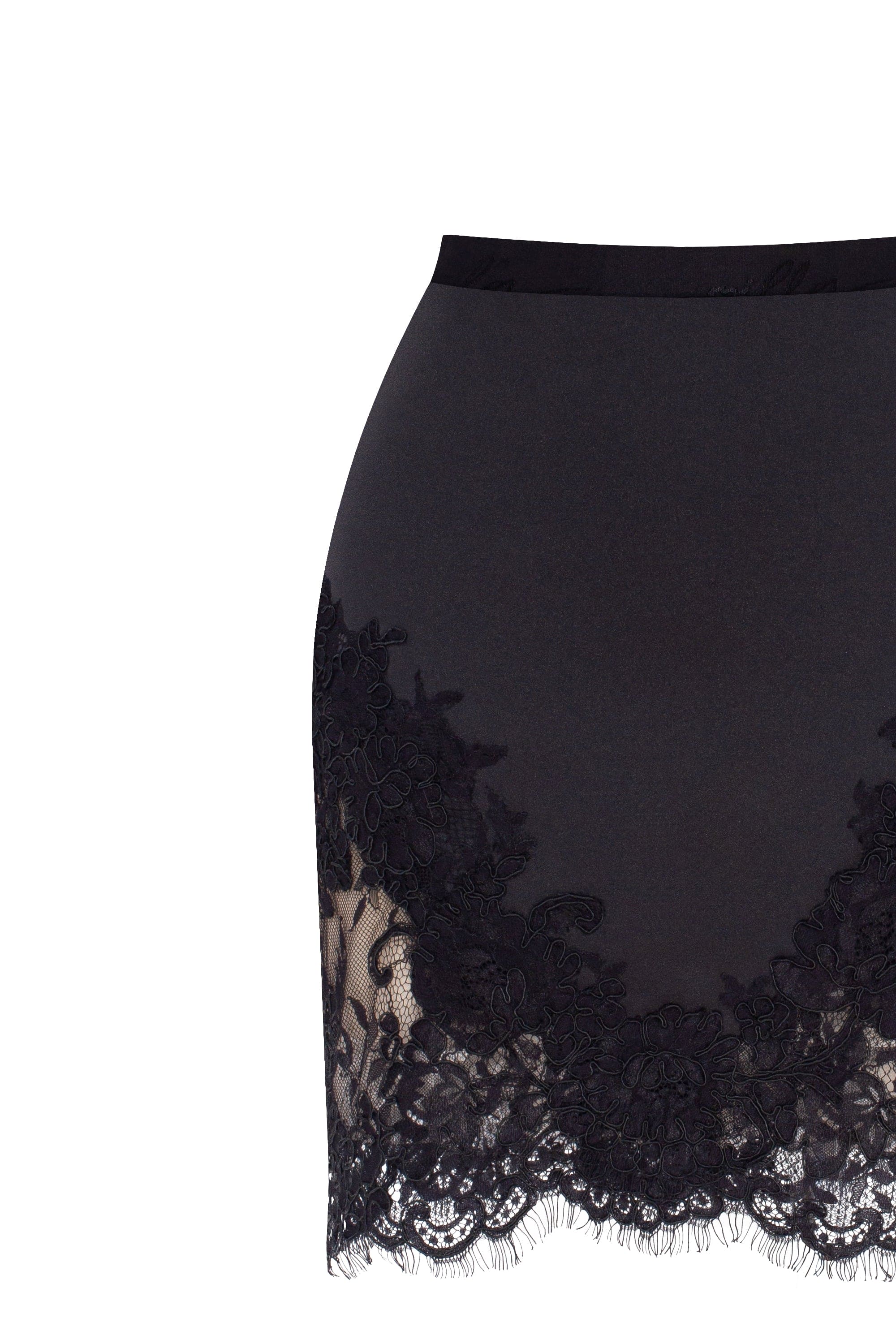 Fitted obsidian mini skirt adorned with lace, Parisienne - Image 6