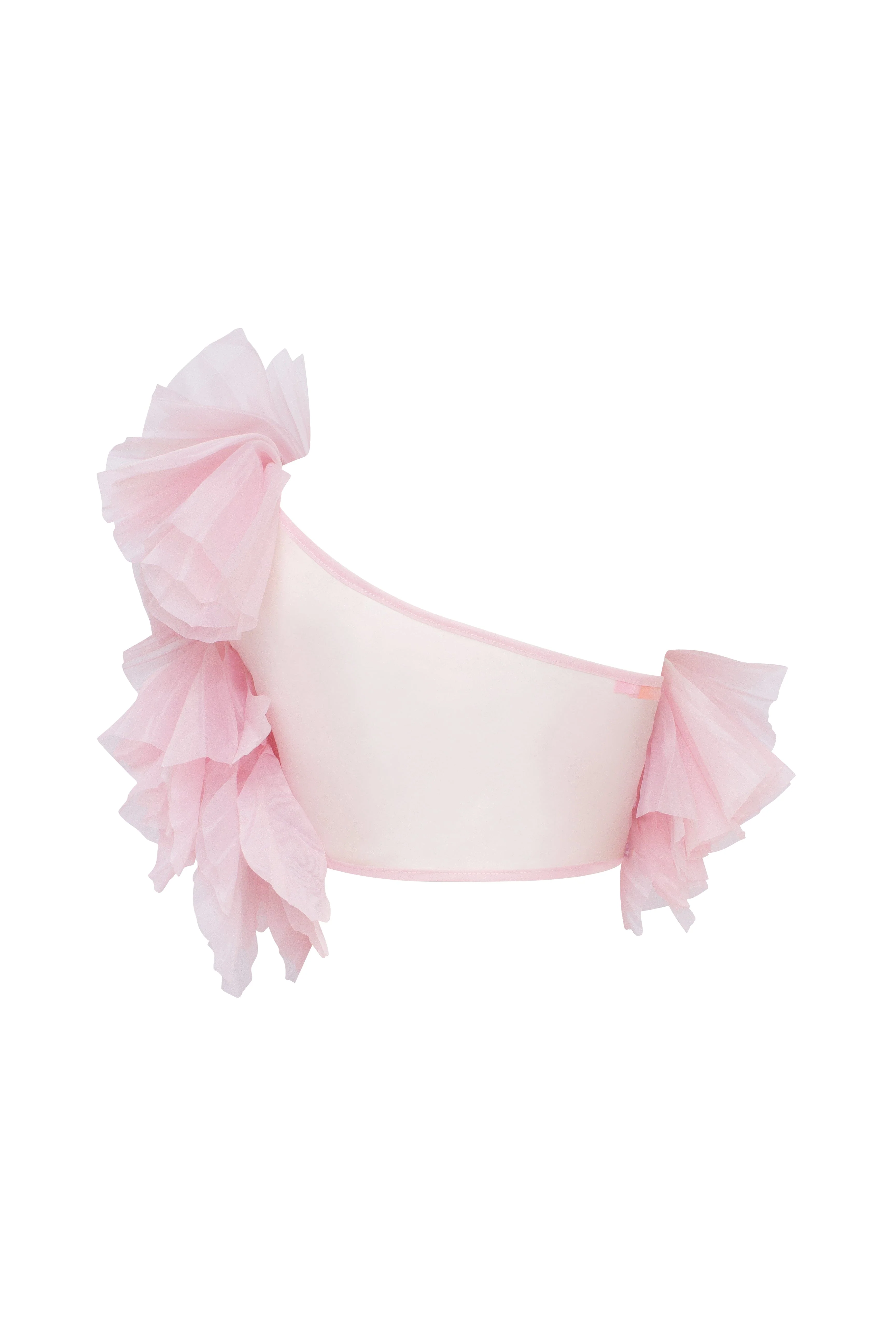 Flirty ruffled one-shoulder organza pink top, Midnight Walk - Image 4