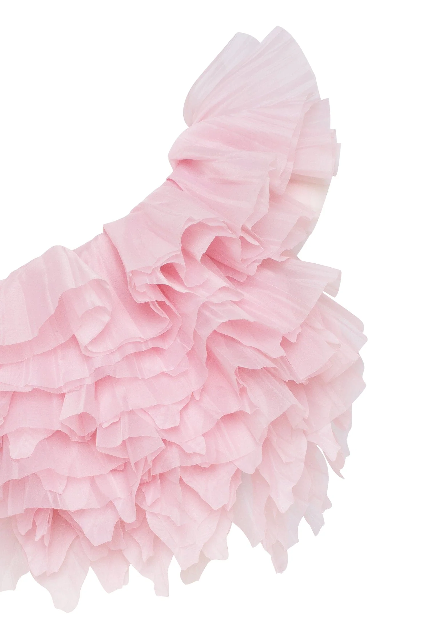 Flirty ruffled one-shoulder organza pink top, Midnight Walk - Image 6
