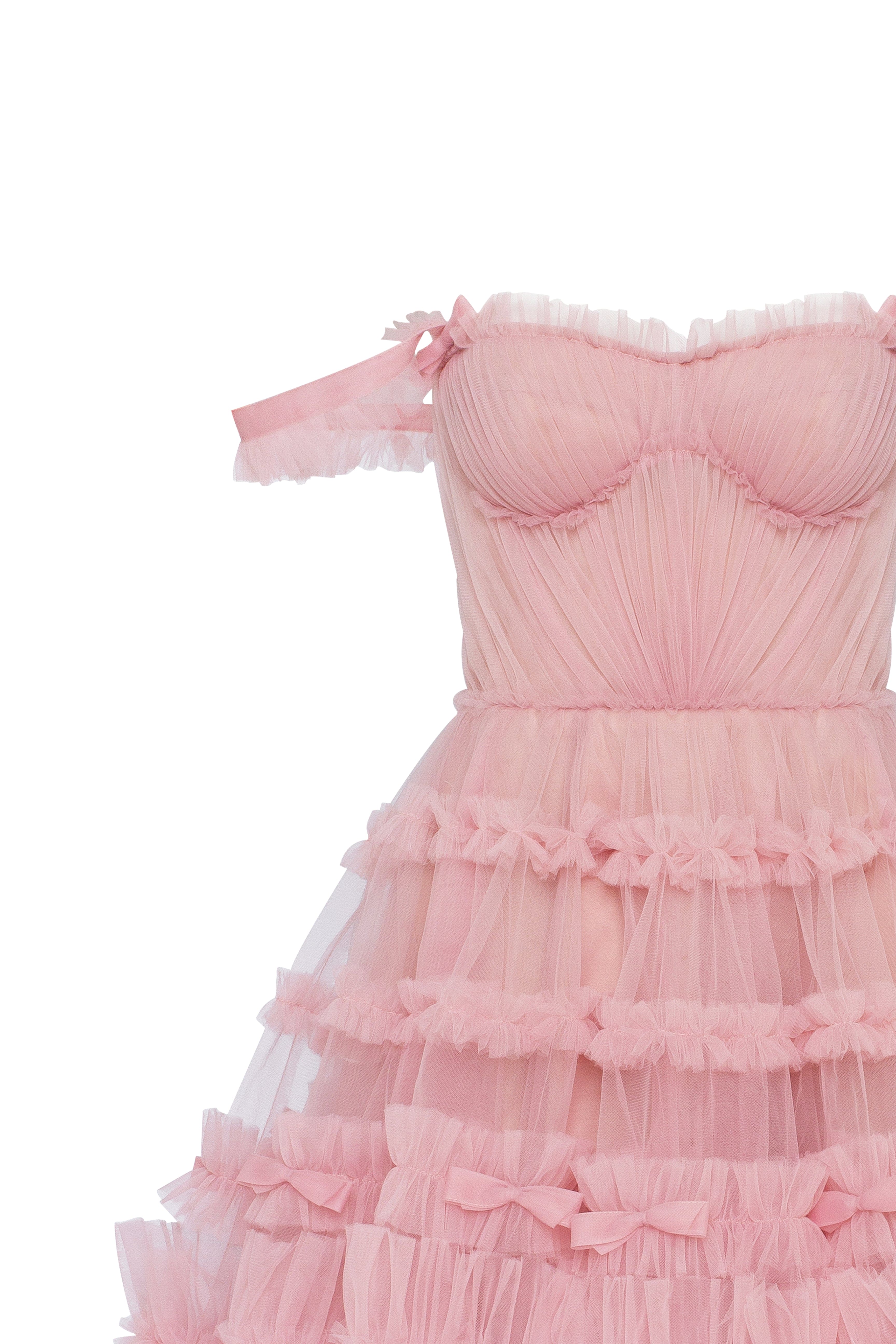 Flirty ruffled tulle mini dress in misty rose, Glow-Up - Image 6