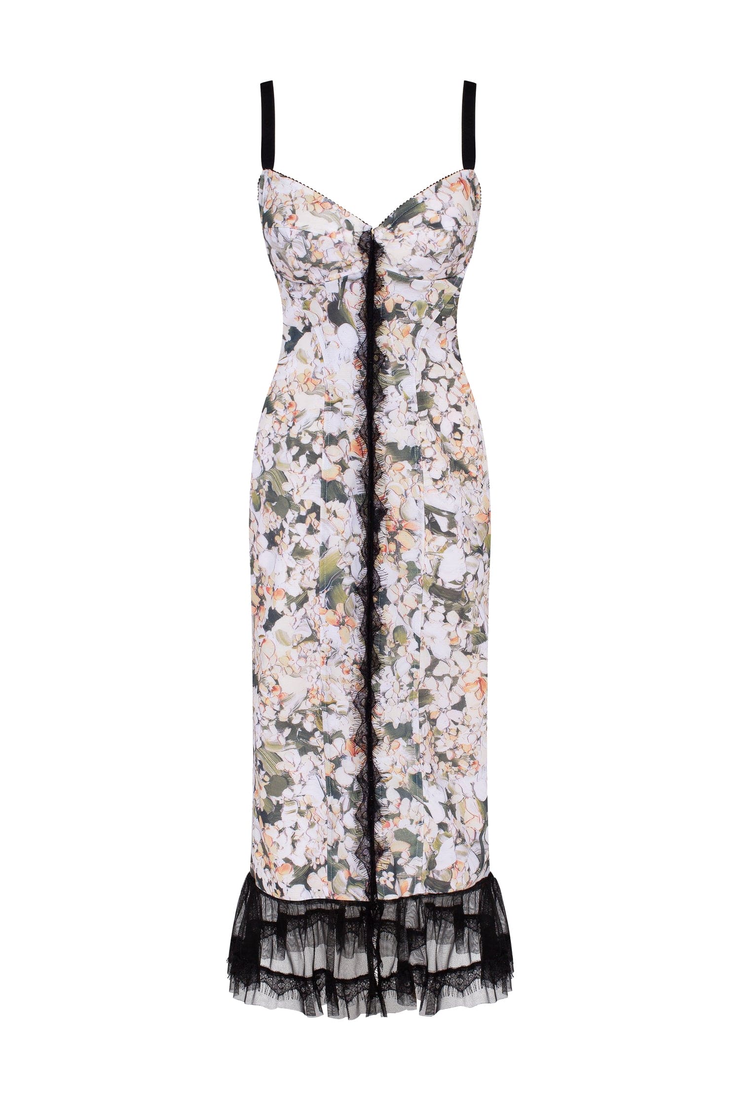 Floral midi dress with puffy tulle hem - Image 2