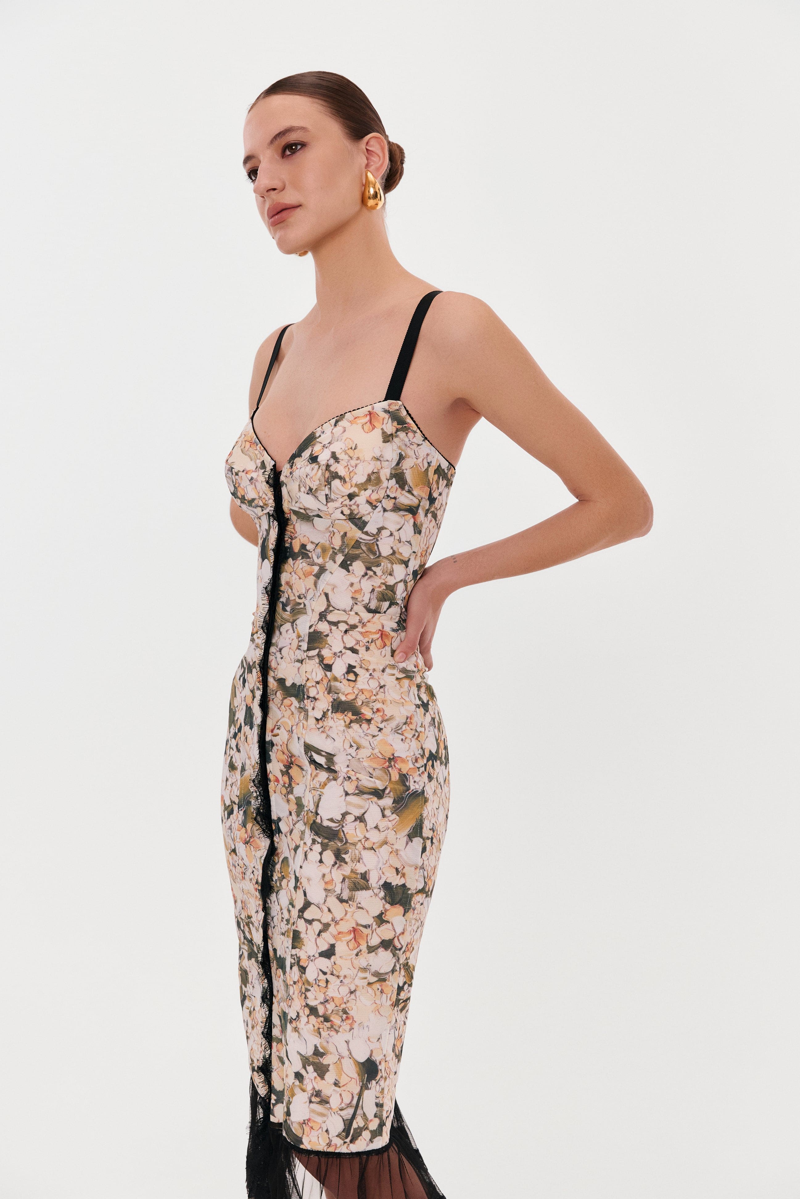 Floral midi dress with puffy tulle hem - Image 5