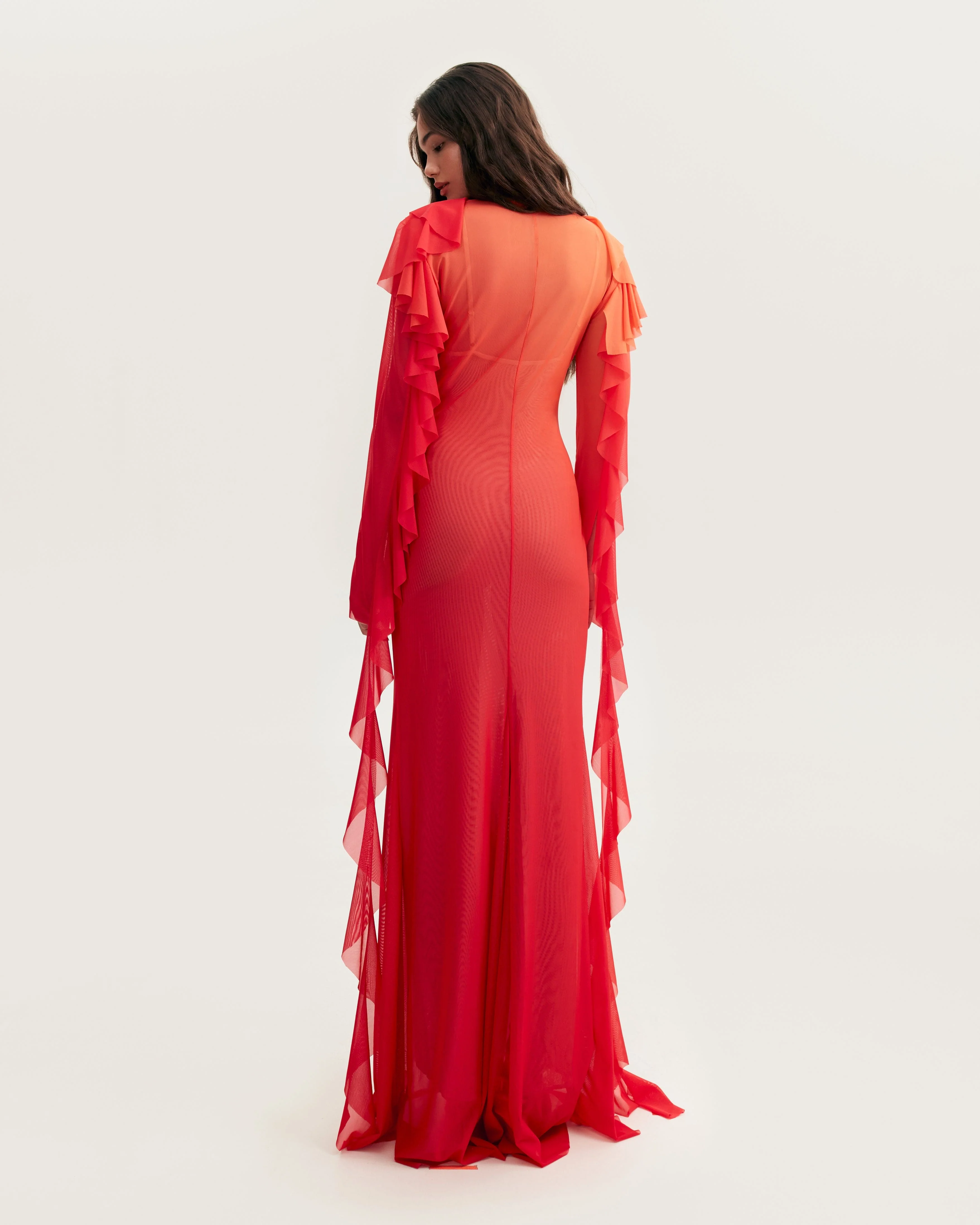 Flowy coral maxi dress, Xo Xo - Image 3